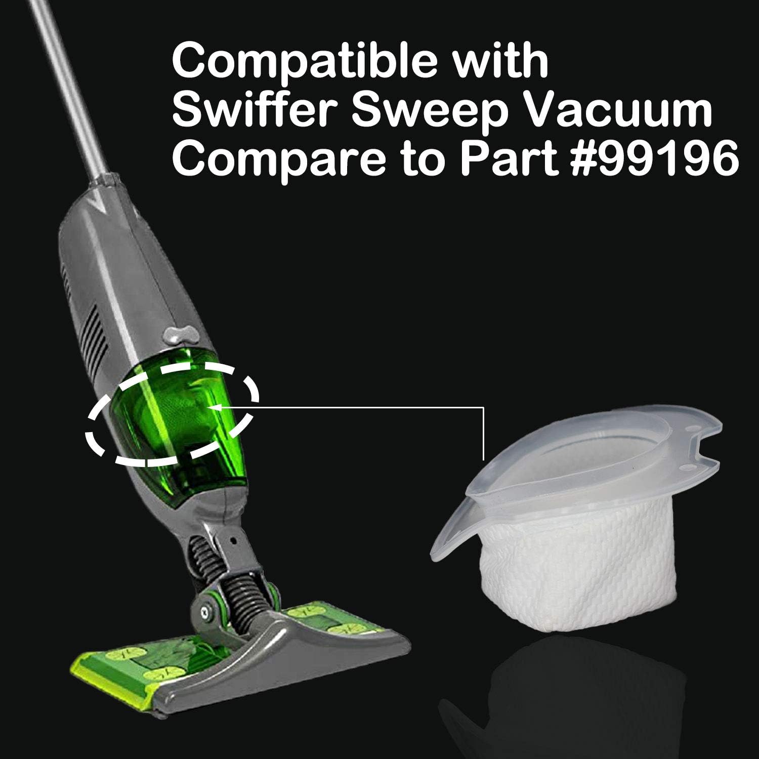 YUEFENG Vacuum Replacement Filters Compatible with Swiffer Sweep and Vac. Compare to Part #99196 (Pack of 6)