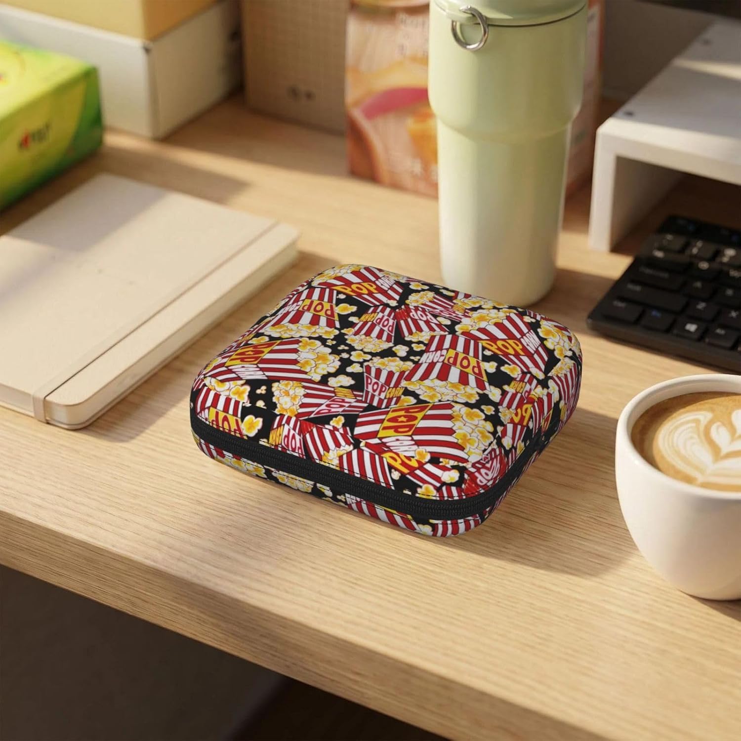 Popcorn Print Print Women Period Bag Sanitary Pouch Portable Pad Pouch Tampon Holder Small Zipper Pouch Storage Bag