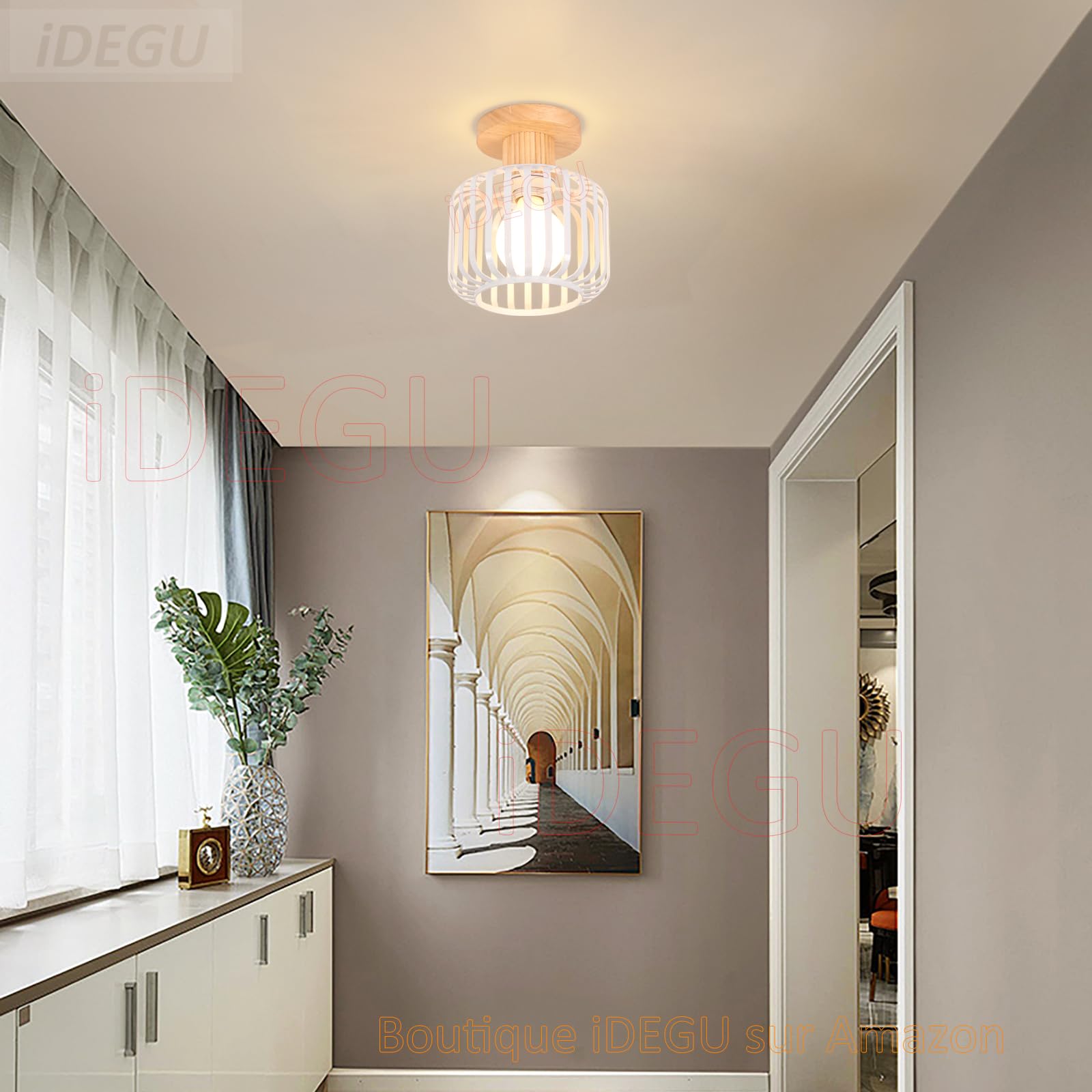 Lampadario A Sospensione In Legno E Acrilico LED 130cm - 18W Dimmabile, Regolabile In Altezza, Per Soggiorno E Ristorante
