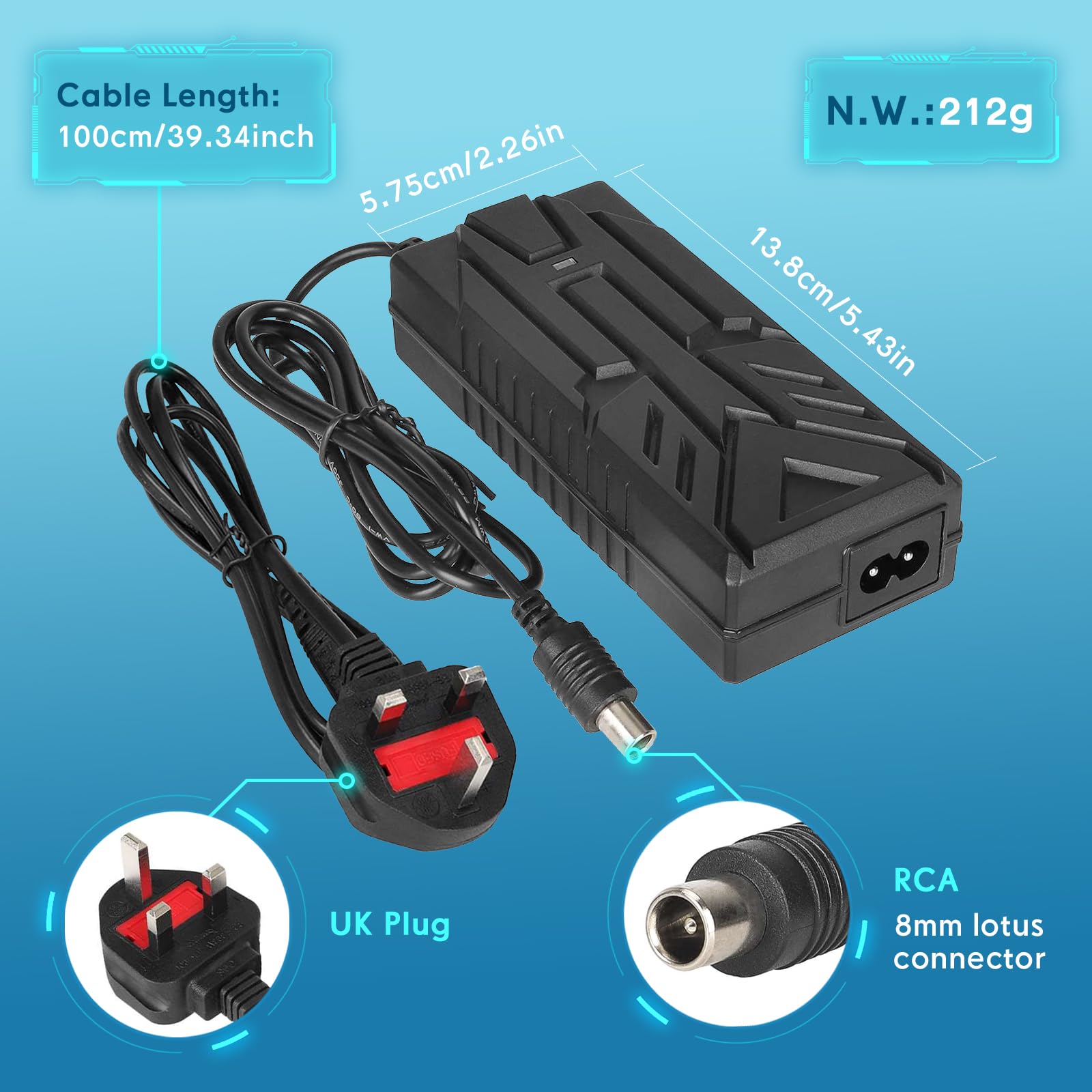Ładowarka do skutera, 42 V 2 A E Scooter ładowarka do Xiaomi M365, Pro, Pro 2, Mi 3, 1s, Mi 4, 4 Lite, 5 Elite, 36 V uniwersalna ładowarka do skutera elektrycznego z serii Ninebot + torba do