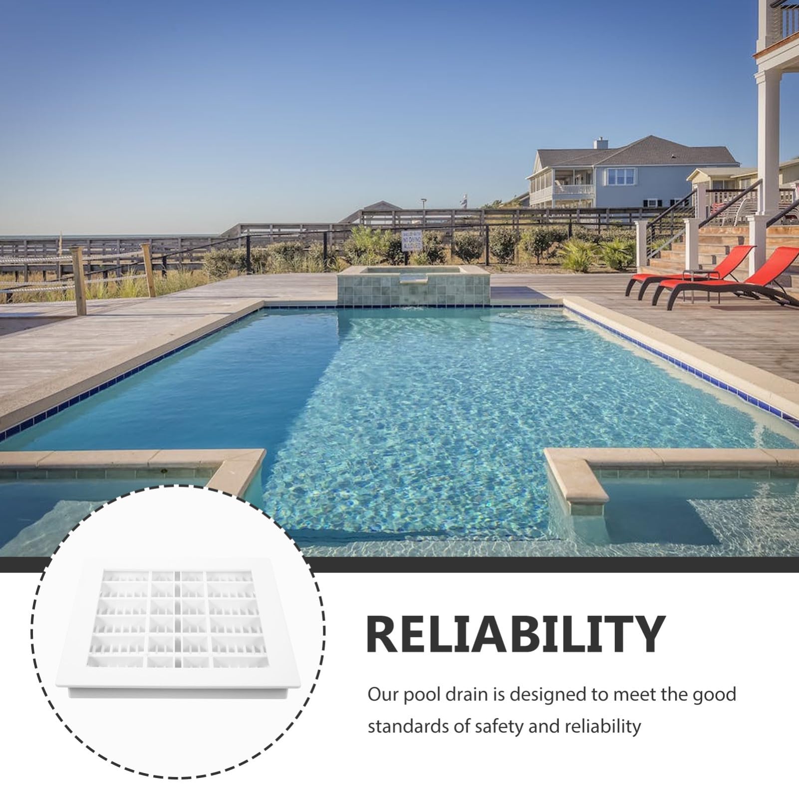 Plástico Tapa de Desagüe de Piscina Reemplazo Fácil, Blanco