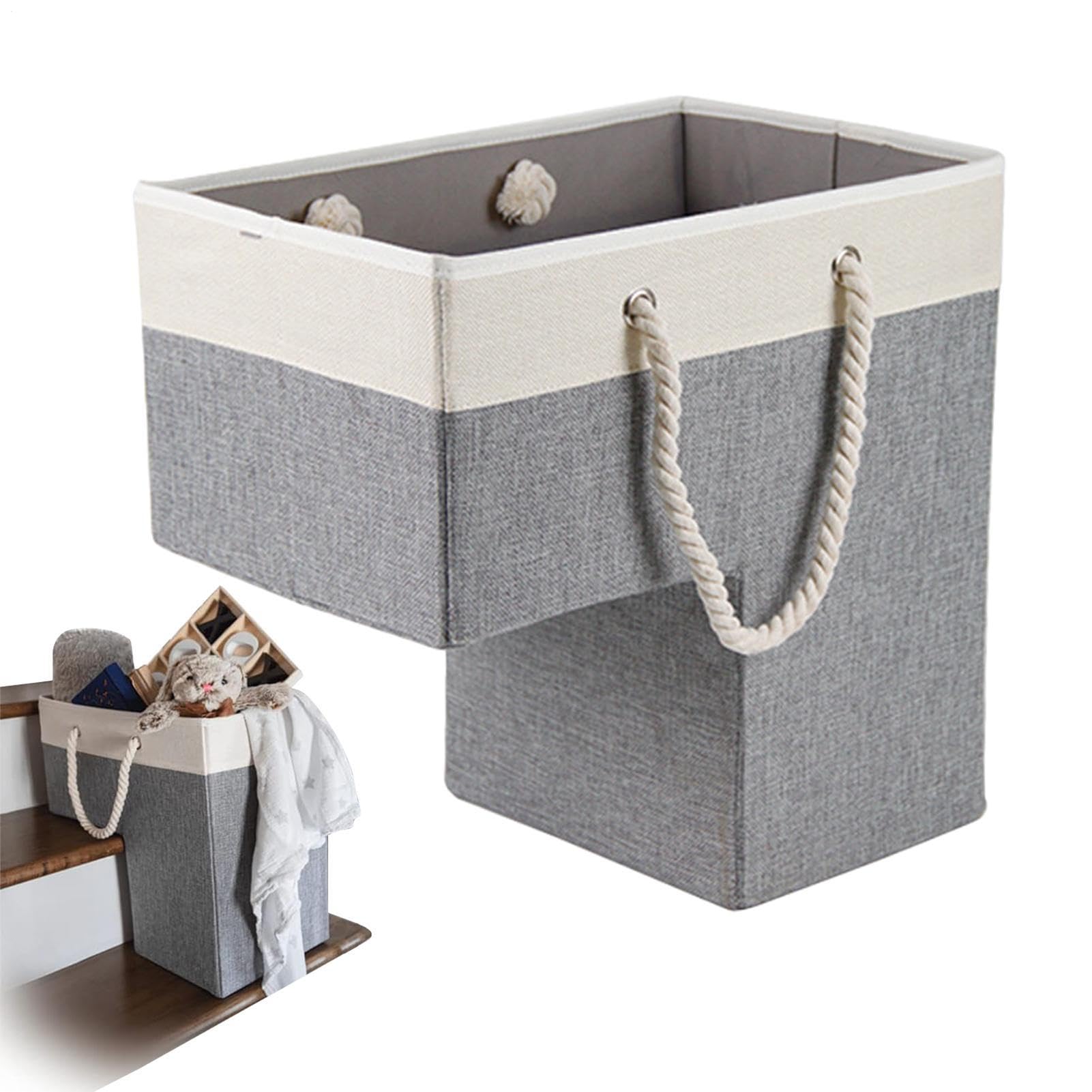 Cesto Di Stoccaggio Delle Scale-Cestino Organizzatore A Forma Di L Pieghevole, Design A Manico | Box Di Stoccaggio Delle Scale Robusto, Soluzione Di Declactory Home, Perfetta Per Le Forniture Per