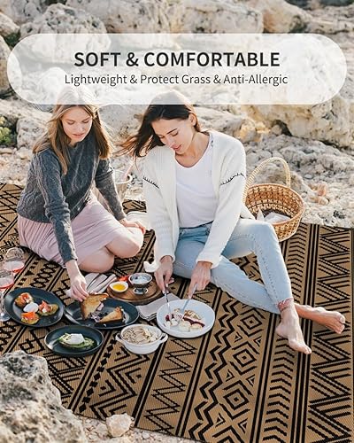 Miniatura 9 de MontVoo - Alfombra impermeable y reversible, de 5 x 8 pies, para patio, caravana, campamento, de pajilla de plástico, interiores y exteriores, para