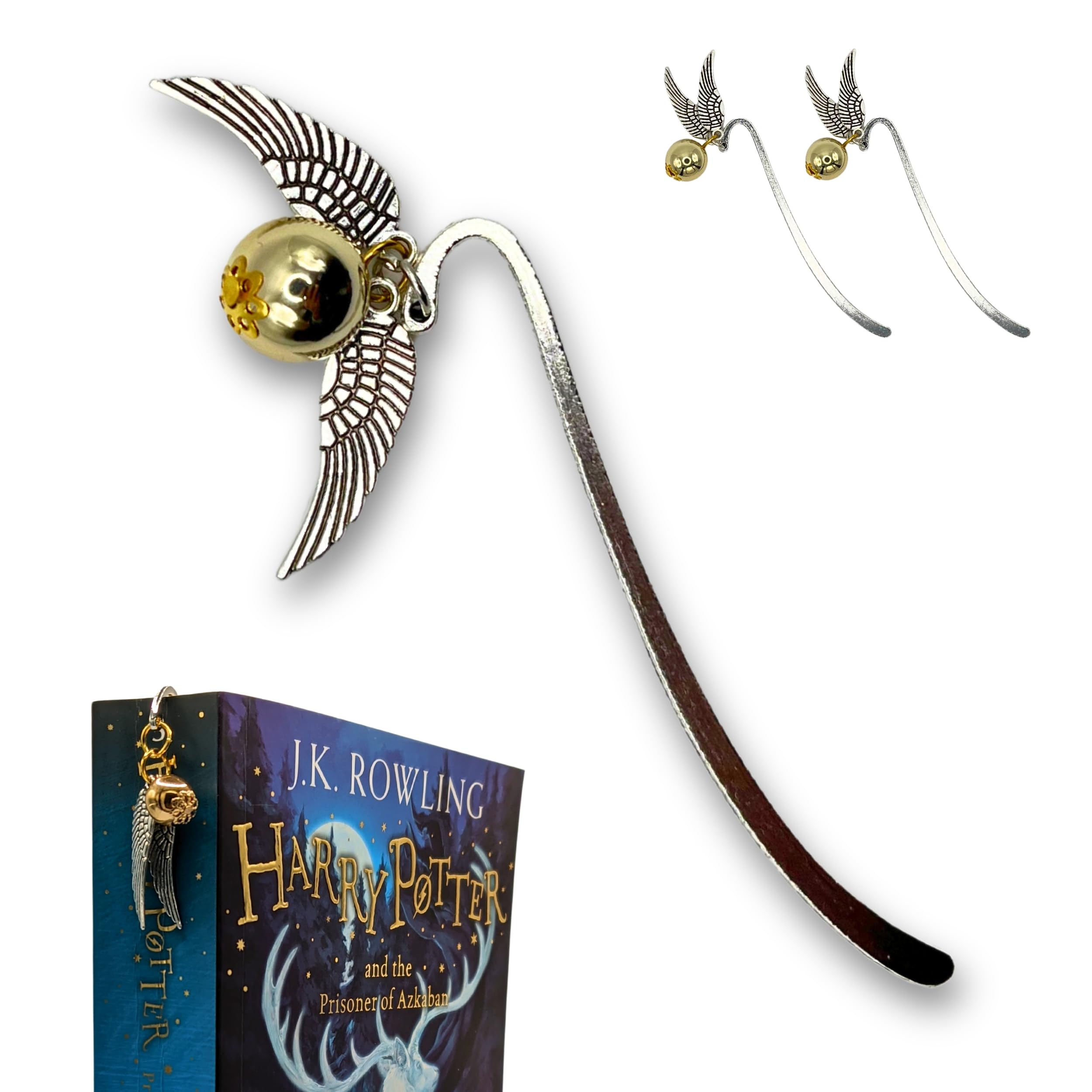 Set de 2 UDS - Marcapáginas Separador de Libro Snitch Dorada Hary: Regalos Originales Merchandising, Magia a tu Lectura, Regalos Original para Fans Saga.