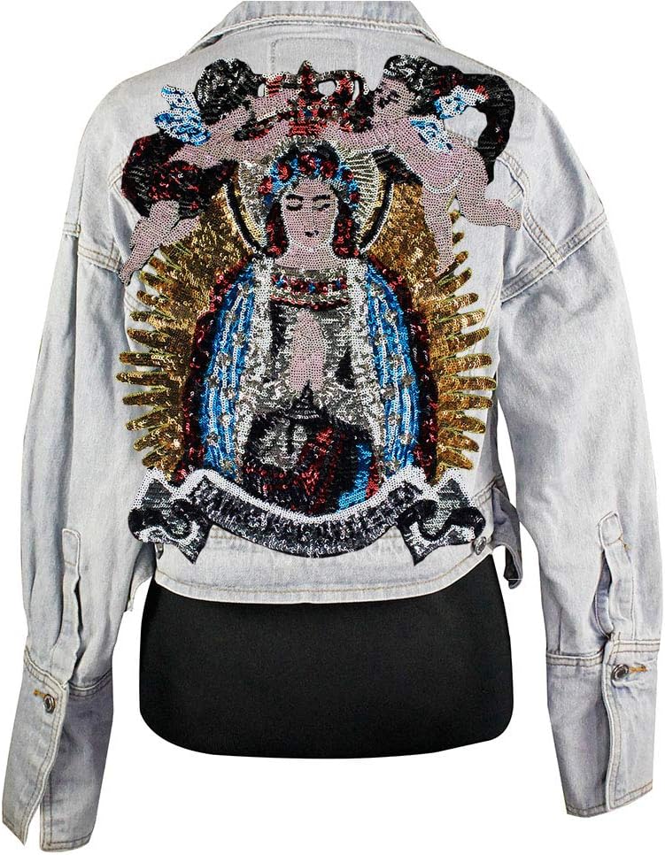Beaded Sequin Madonna Patches Embroidery Fabric Patches Fashion Large Applique Patches sew on 1piece