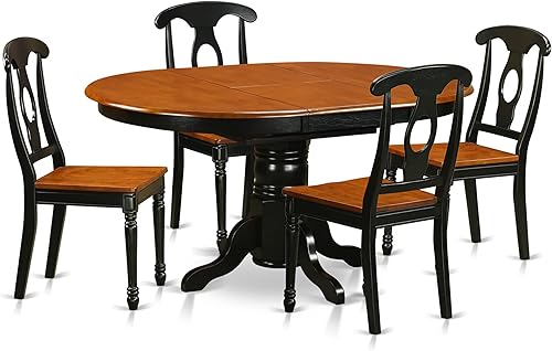 Miniatura 10 de East West Furniture KENL7-BLK-LC - Juego de mesa de comedor moderno de 7 piezas, consta de una mesa ovalada de madera con hoja de mariposa y 6