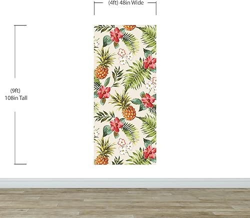Miniatura 2 de Mural de pared con ambiente tropical de piña. Papel tapiz hawaiano para despegar y pegar, decoración temática Paradise Vibe. #6447 (9 pies de alto x