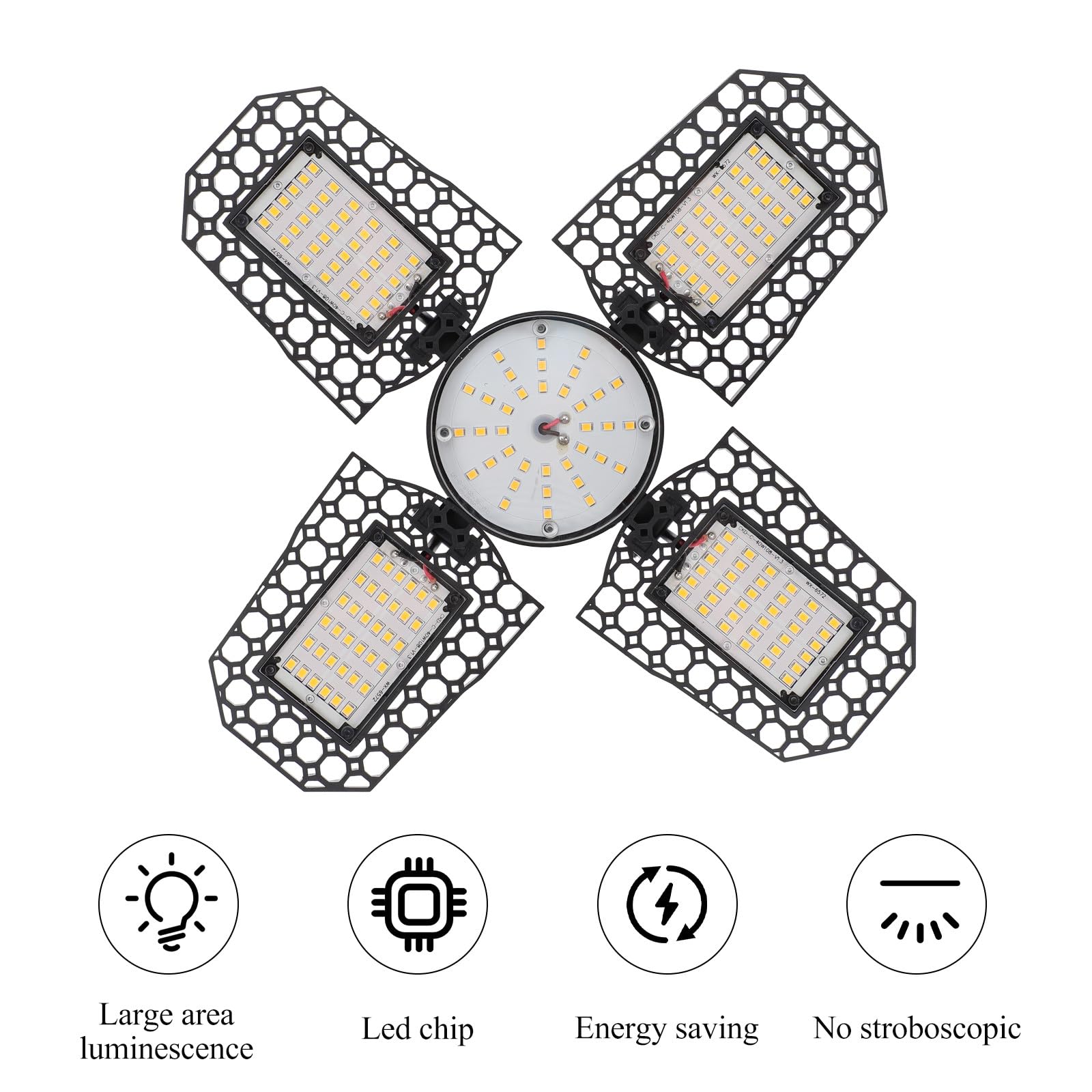 VILLCASE 100w Warm White Folding LED Garage Ceiling Light Deformable Warehouse Bay Light Fixture for Workshop and Industrial — view 9