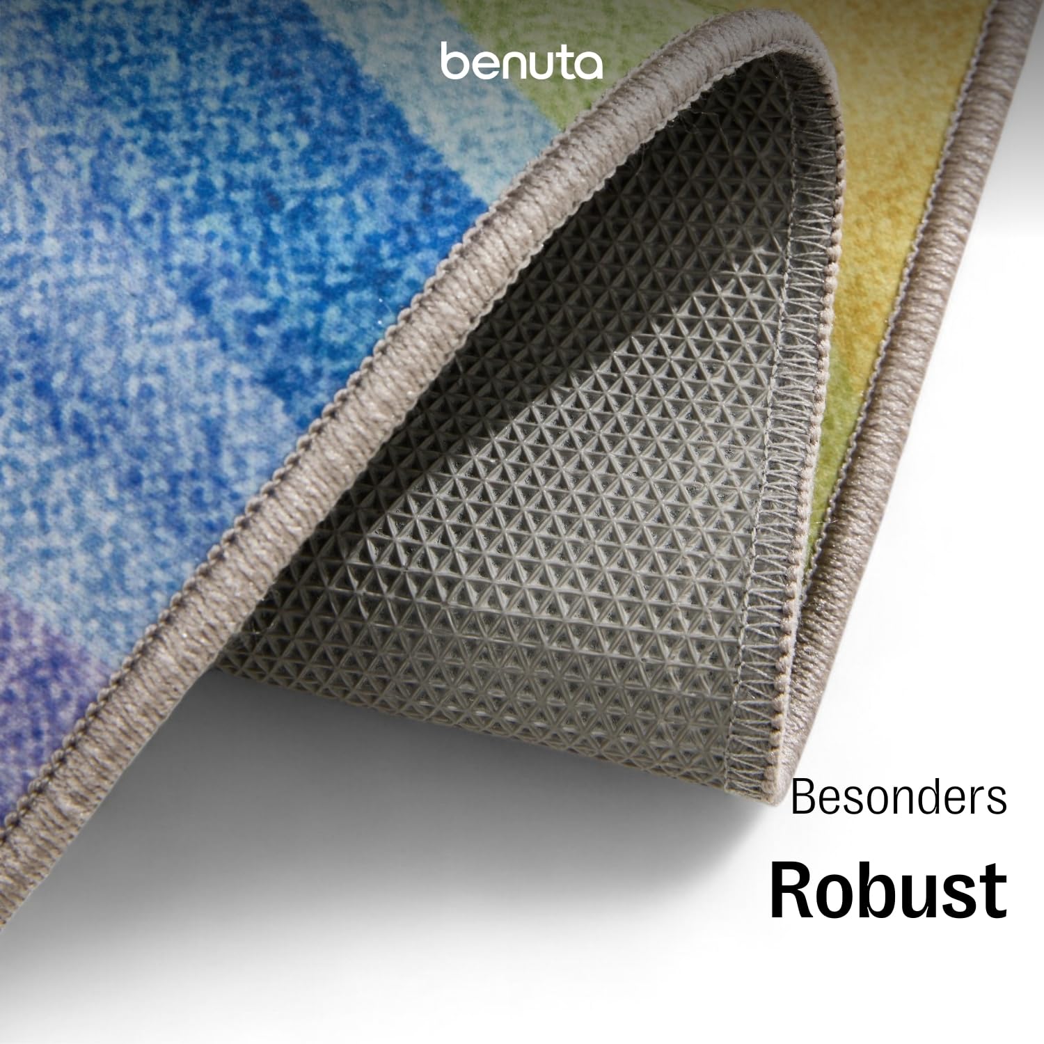 benuta Basic Waschbarer Teppich George - Multicolor/Lila 140x200 cm - Kunstfaser - Rechteckig & im Style: Abstrakt - Pflegeleicht für Wohnzimmer Schlafzimmer