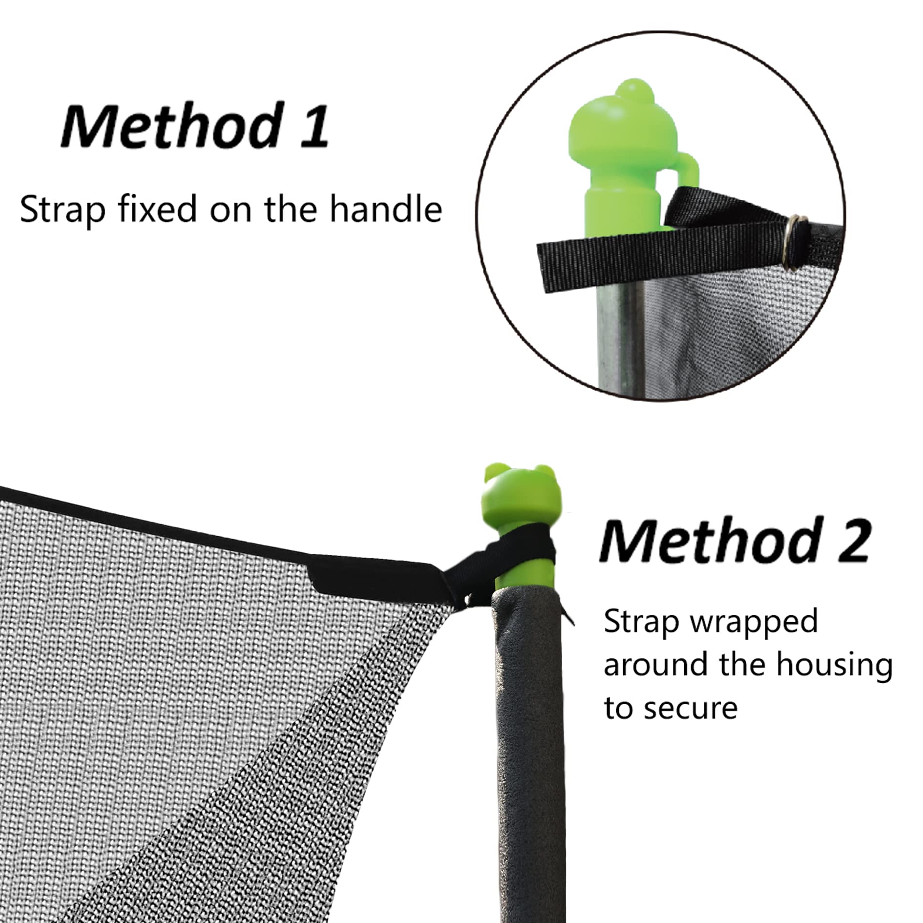 Trampoline Net Replacement 14FT Safety Enclosure Net with Adjustable Straps, Breathable and Weather-Resistant Net for 6 Straight Poles Round Frame Trampoline, 6 Pole Caps(Green, Poles Not Included)