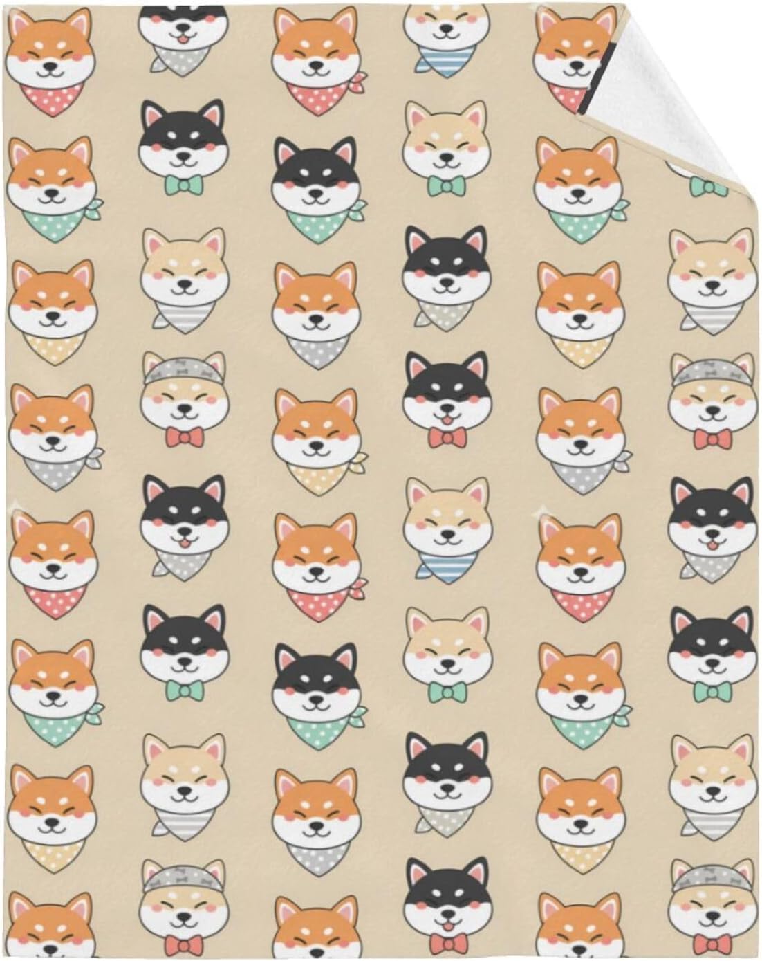 Cute Shiba Inu Japanese Dog Flannel Fleece Throw Blanket 50x60 inch Living Room/Bedroom/Sofa Couch Warm Soft Bed Blanket for Kids Adults