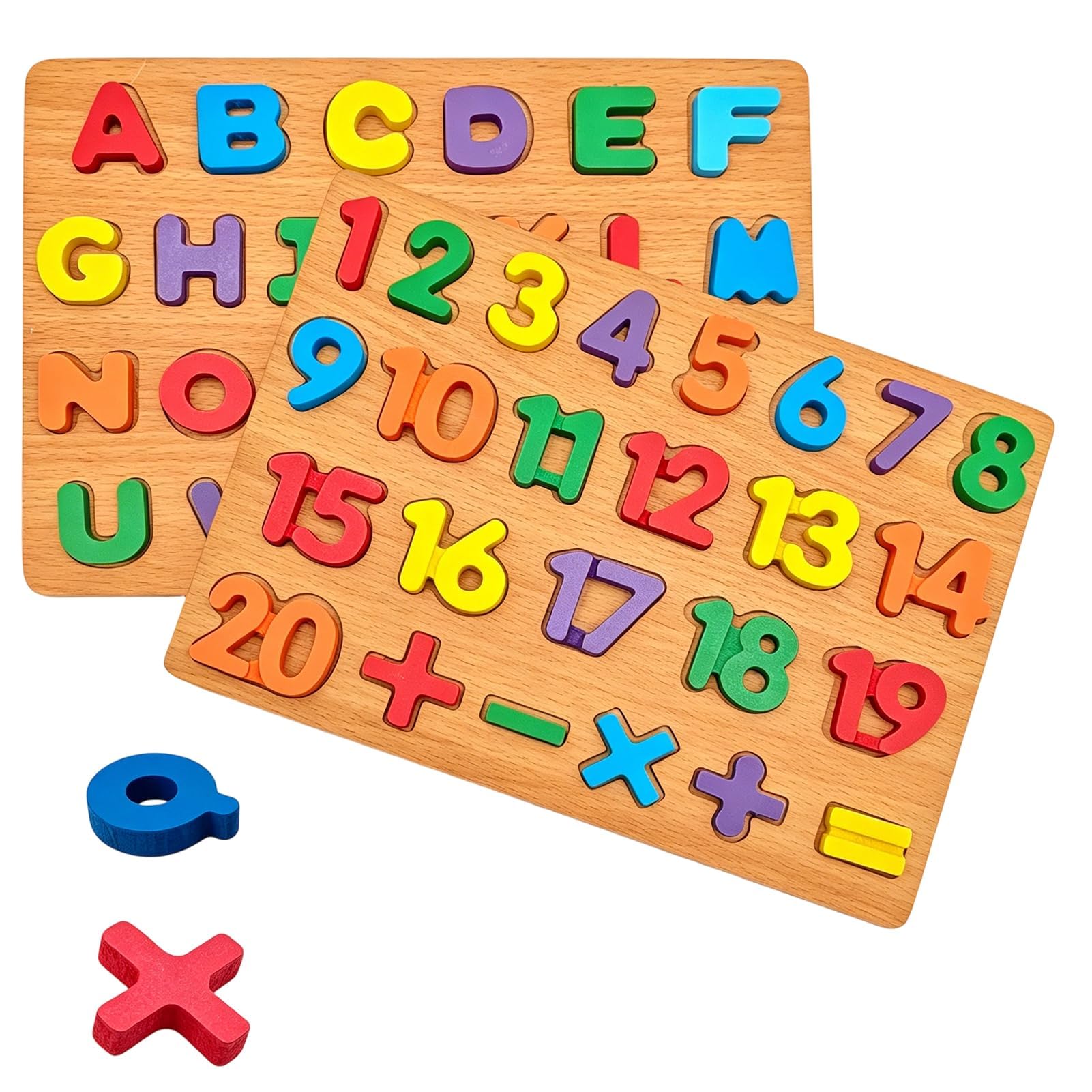 Wooden Alphabet Puzzle and Number Jigsaw, Educational Learning Tool with Peg Board, Preschool Learning Puzzle, ABC Letters and Numbers Matching Game for Early Learning