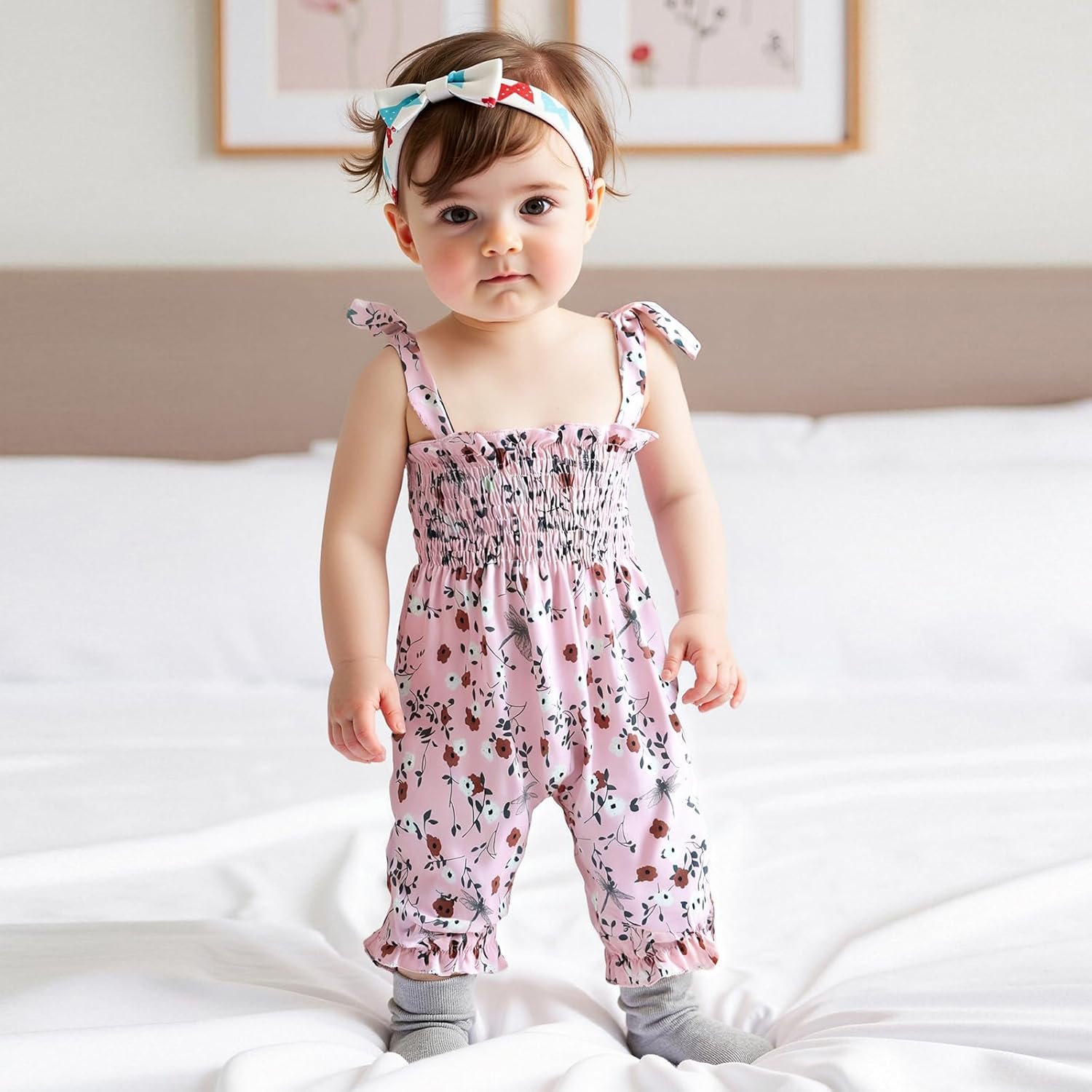 Summer One Piece Outfits Infant Baby Girl Romper Jumpsuit Sleeveless Ruffle Halter Floral Bodysuit Clothes - Image 3