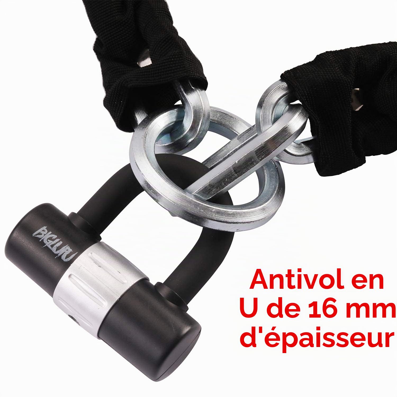 Antivol Velo Antivol Moto, argenté Chaînes Antivol Haute sécurité avec 4 clés, 100/120/150cm Longueur Antivol de moto Chaîne 10/12/15mm Dia avec Cadenas en U