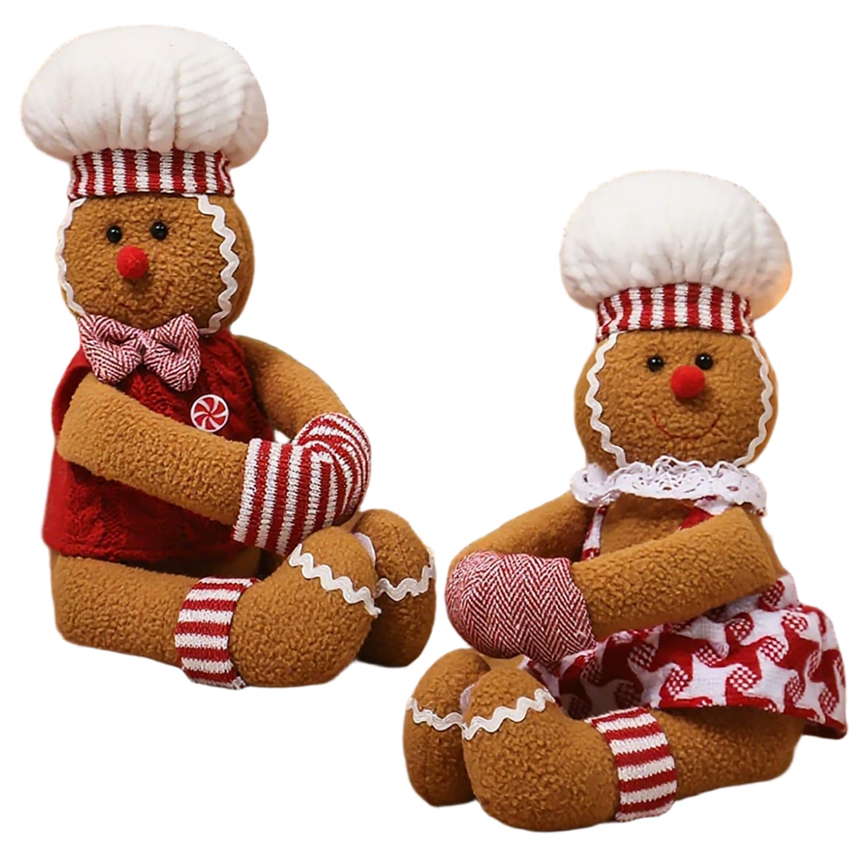CAKEEYUM 2Pcs Christmas Wine Bottle Cover, Unique Funny Xmas Plush Stuffed Gingerbread Ornaments for Christmas Tree Wine Bottle Curtain Sleeve, Decorations, Gingerbread Decor, Ginge