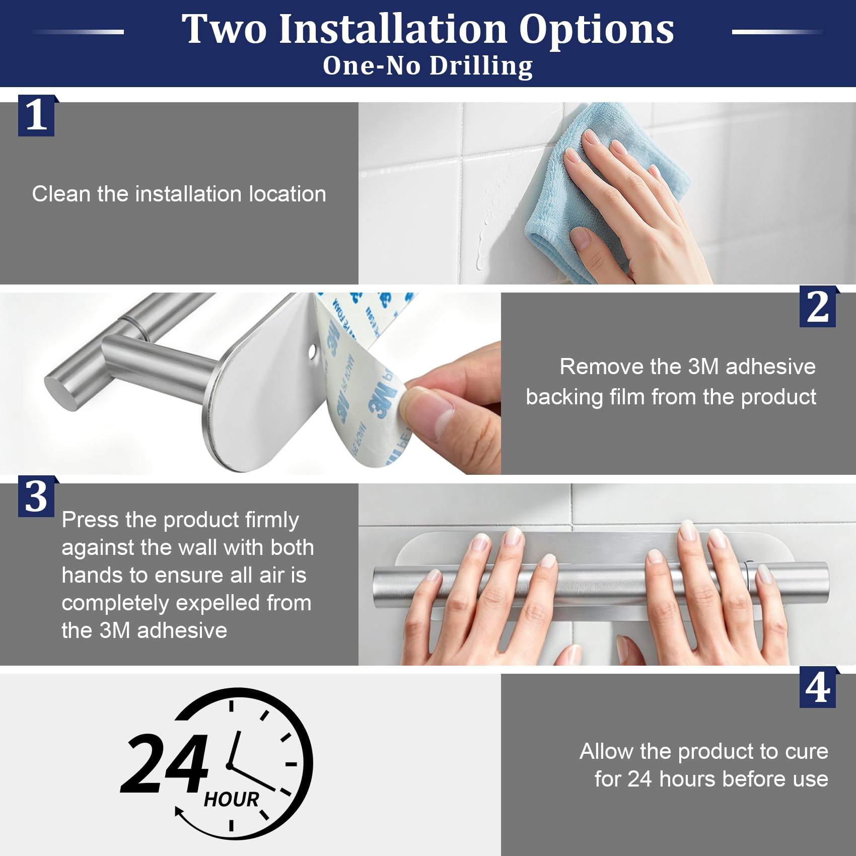 Lairuier Brushed Nickel Toilet Paper Holder, Adhesive & Screw Wall Mount — Amazon image 5