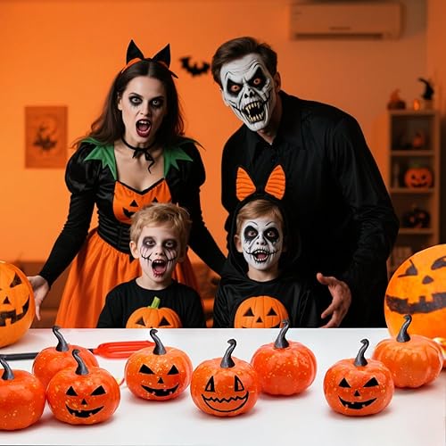 Miniatura 5 de 6 mini calabazas artificiales, calabazas de simulación de cosecha de otoño, decoración de frutas falsas para decoración del hogar para Halloween,