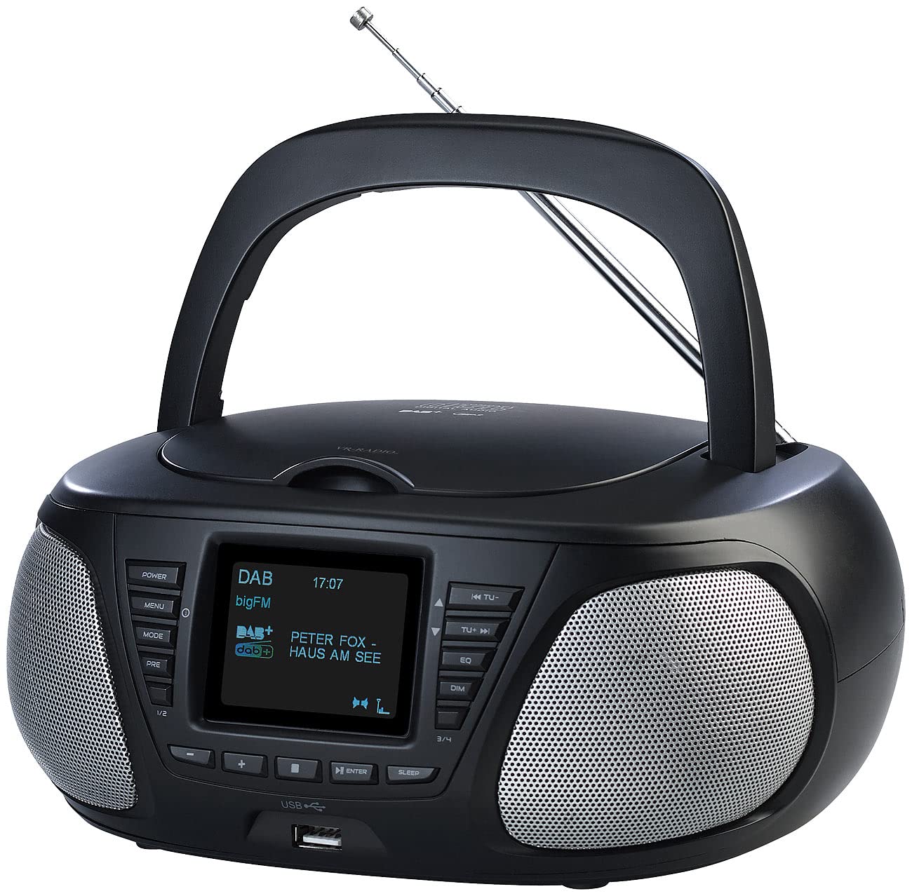 VR-Radio CD Player: Mobile Stereo-Boombox mit DAB+/FM, Bluetooth, CD, AUX, 10 Watt (Radio, tragbarer Player, Lautsprecher)