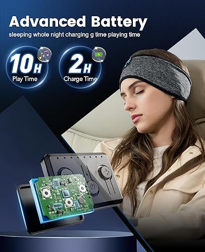 Miniatura 6 de Diadema con auriculares para dormir, auriculares suaves para dormir, diadema Bluetooth sobre la oreja, regalos para mujeres, hombres, Día de la