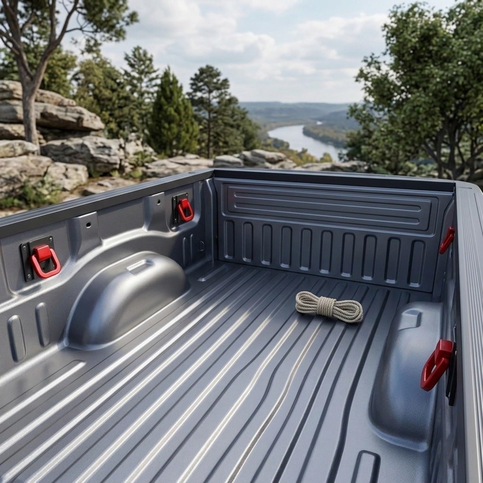 Ladeflächen Zurrösen 4er Set Aluminium für Ford F 150 für raptor und Super Duty 2017-2026 Transport und Camping(Red)