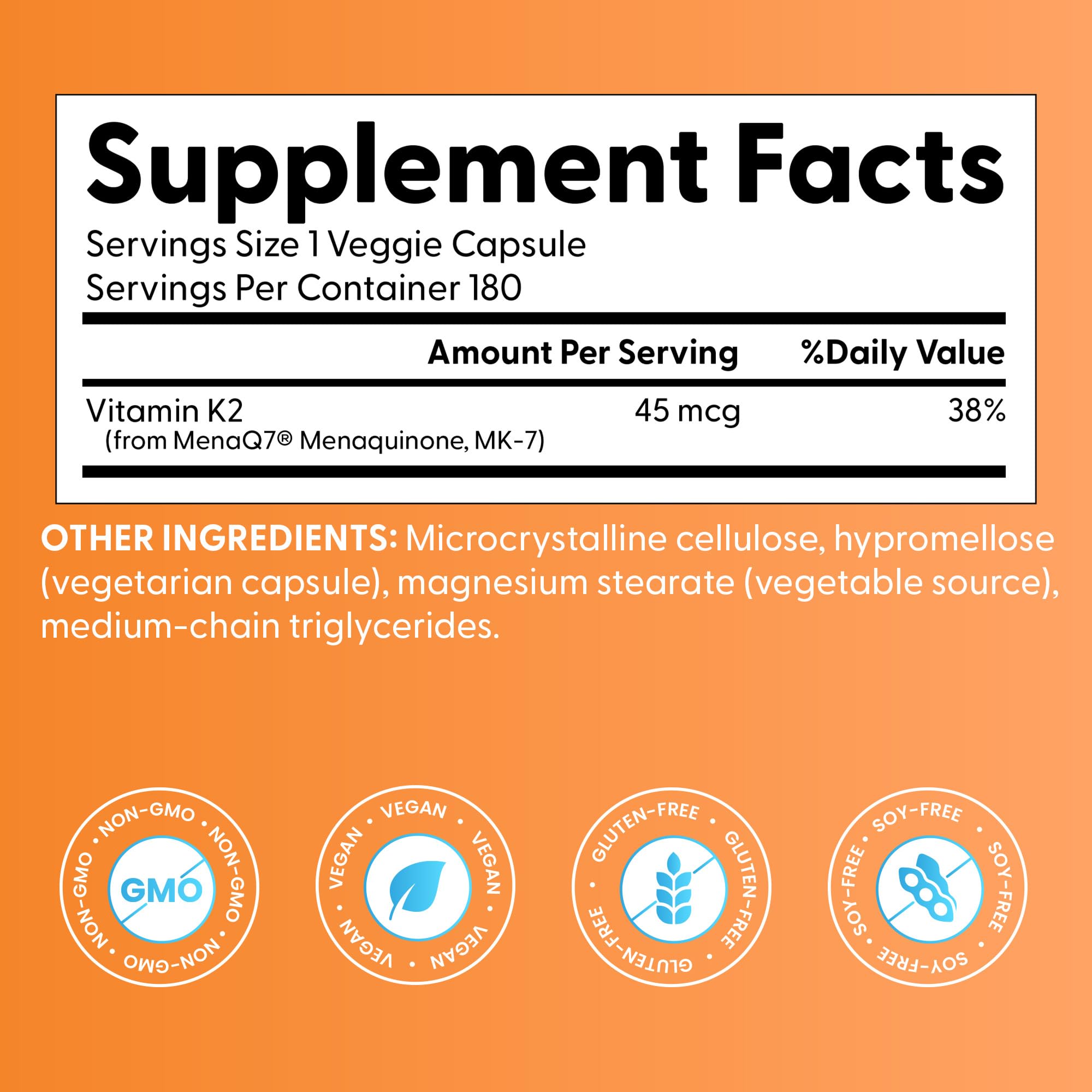 Doctor's Best Natural Vitamin K2 MK7 Supplement, Non GMO, 180 Veg Caps — Amazon image 2