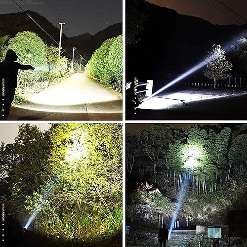 Miniatura 7 de Linternas tácticas recargables de 9000 lúmenes altos, linterna LED súper brillante, 3 modos de linterna con zoom con carga USB, linterna impermeable
