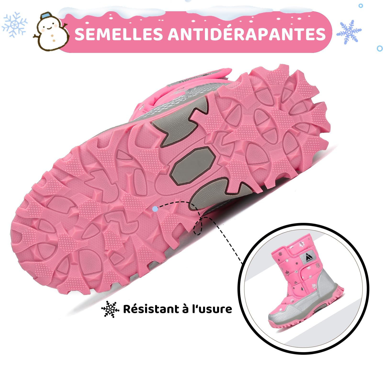 Mishansha Bottes d'hiver Chaudes Bottes de Neige Doublées 26-37 EU