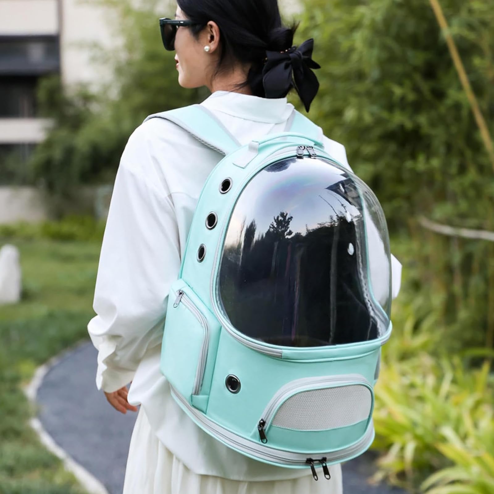 Mochila para Gatos, Cápsula Espacial, para Gatos Y Perros, Mochila Transparente, Transpirable, Bolsa De Transporte para Mascotas, Gatos, Bolsa De Transporte para Senderismo Y Camping,Gris