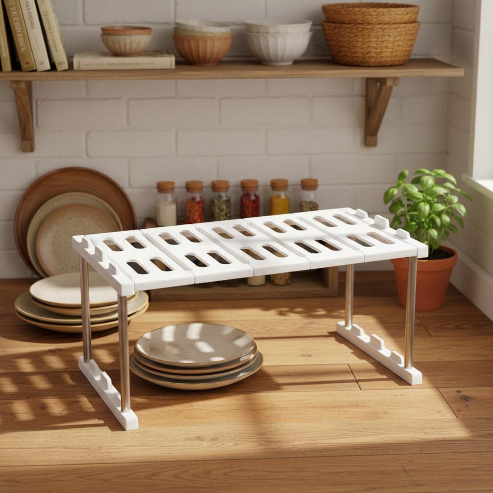 Scaffale da Cucina Ripiegabile Scaffale da Armadio Ripiano Sovrapponibile in Acciaio Inox 304 Antiruggine Pieghevole Adatto per Lavello Cucina Domestica Freezer, 75x30x26cm, Impilabile