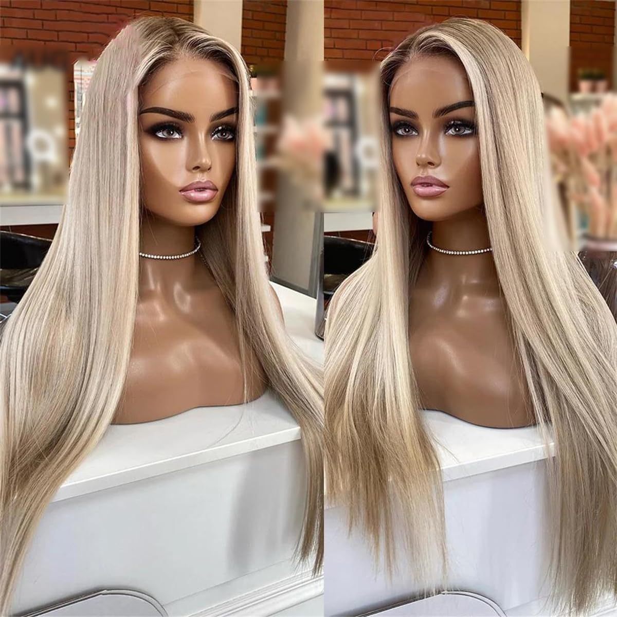 Kelsiop 30 Inch Ash Blonde High Gloss HD Lace Wig 13X6 Human Hair Lace Forehead Wig Straight 13X4 Lace Wig Women