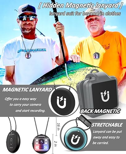 Miniatura 5 de Cámara corporal con grabación de audio y video, mini grabadora de cámara deportiva portátil de 1080P de 64G, linterna frontal impermeable, para