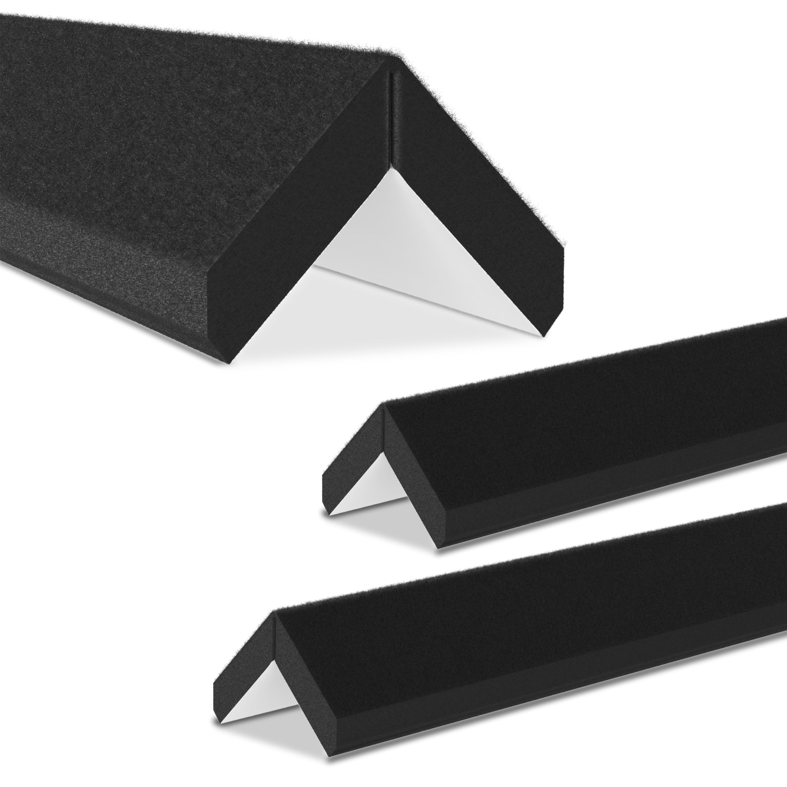 Aeco Sound® Kantenschutz selbstklebend – 3er-Set | 30 cm Lang x 4 cm Breit | Akustikfilz Schwarz, extra stabil 9mm – Eckenschutz & Aufprallschutz im Winkelprofil