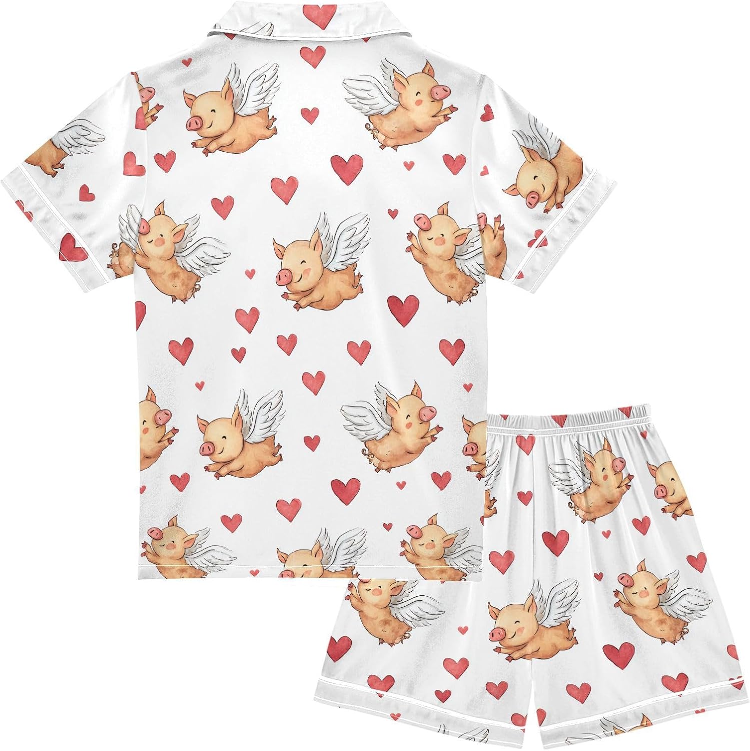 Silk Pajamas Sets Soft Satin 2 Piece Pjs Set Short Sleeve Sleepwear Nightwear