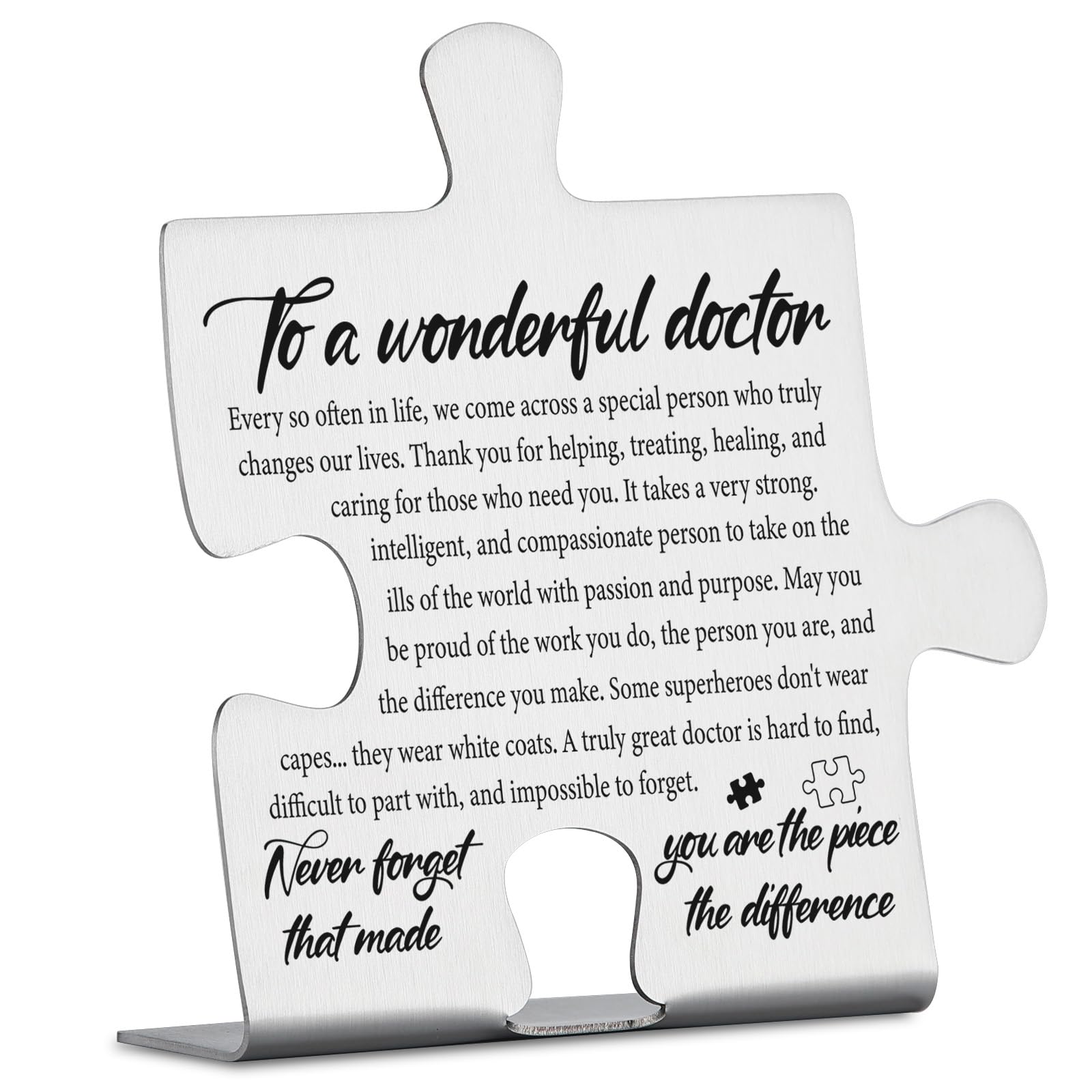 To A Wonderful Doctor Appreciation Gifts, Thank You Gifts for Physician, Medical Mentor, White Coat Ceremony, Retirement Office Puzzle Piece Decorative Signs Plaques YCC18