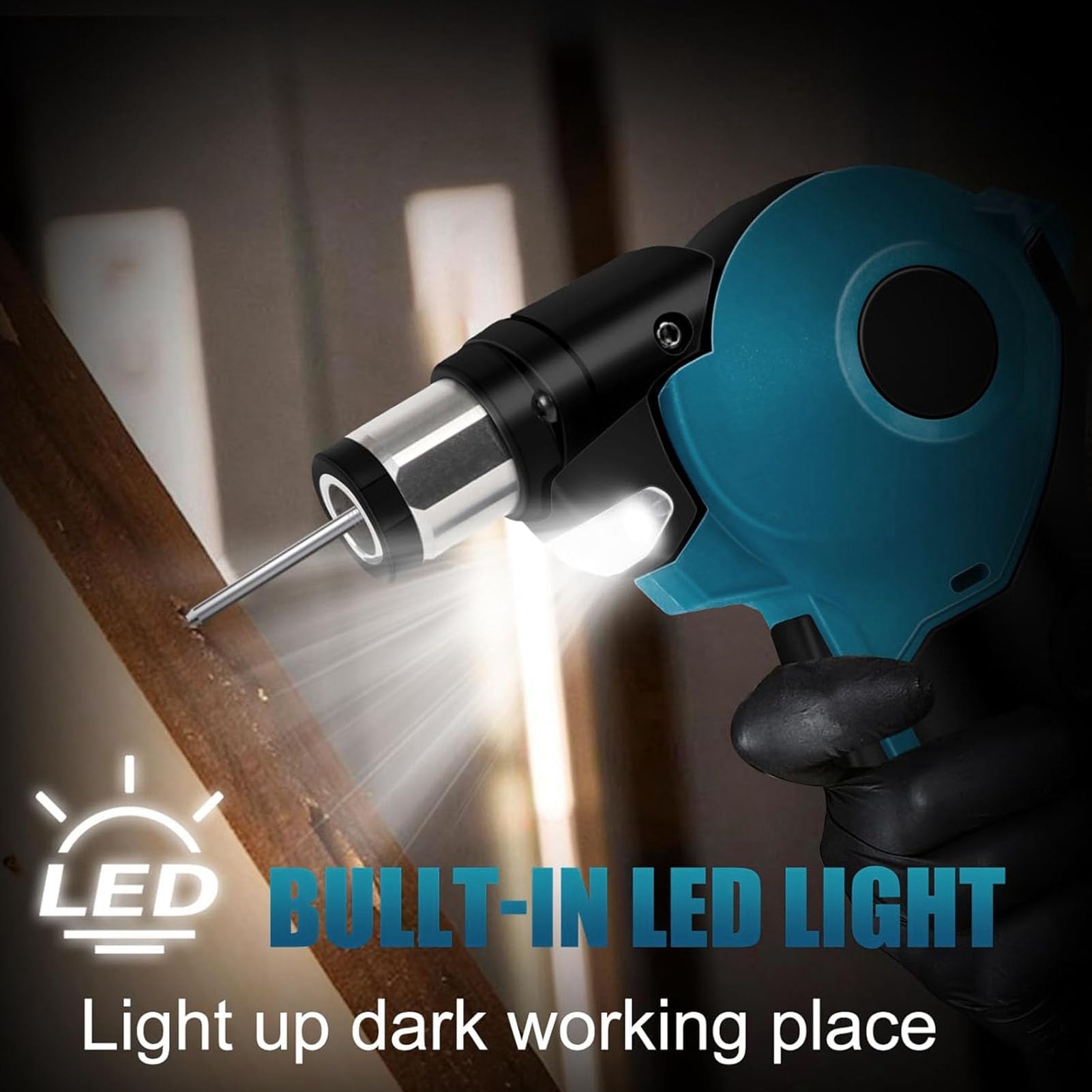 Diyeeni Kit de Martillo sin Escobillas, Luz LED Incorporada 0 ° 45 ° 90 ° Madrillo Magnético Ajustable Martillo de Uñas Inalámbrico para Proyectos de Carpintería (EU enchufe 190W)