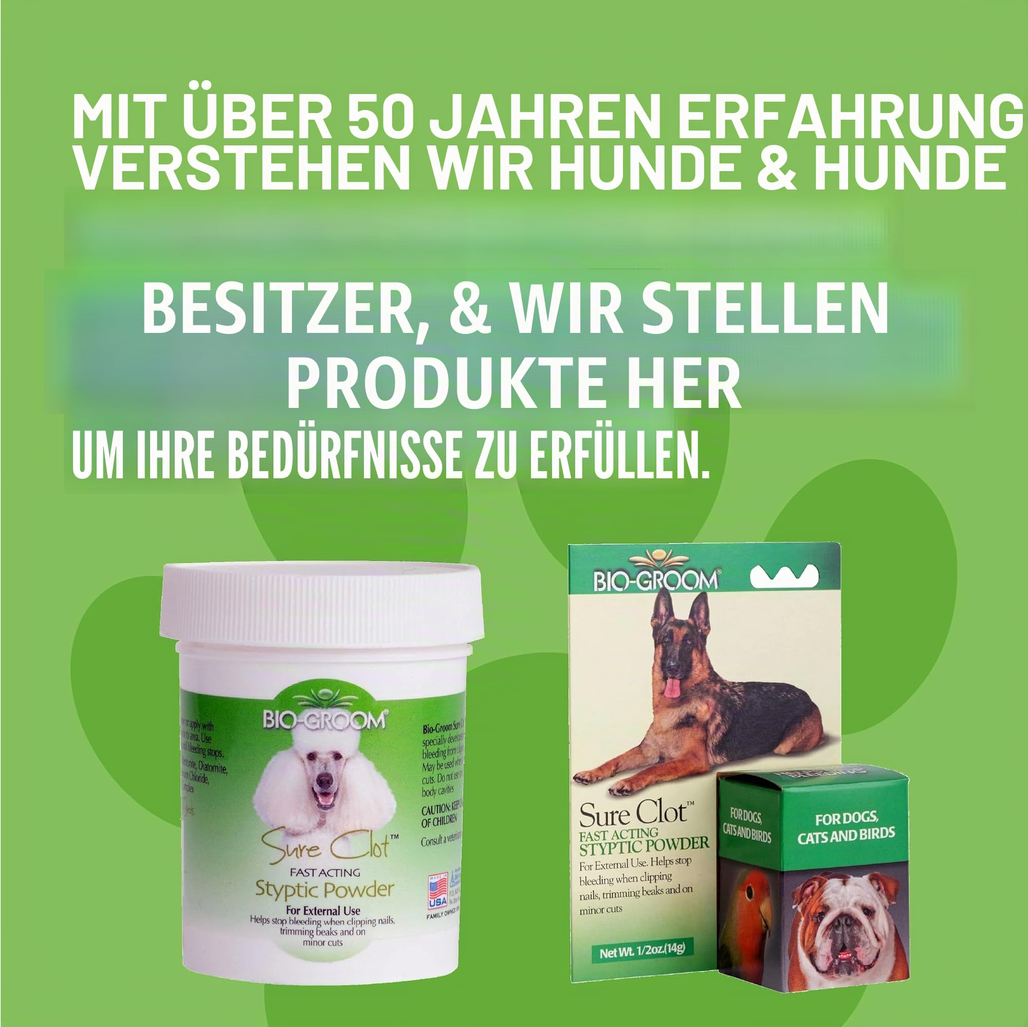 Bio-Groom - Sure-Clot Pulver - Blutstillendes Pulver für Hunde - Antiseptisches Gerinnungsmittel verengt die Blutgefäße - Stoppt Blutung bei kleinen Verletzungen - Auch für Vögel oder Katzen - 42 g