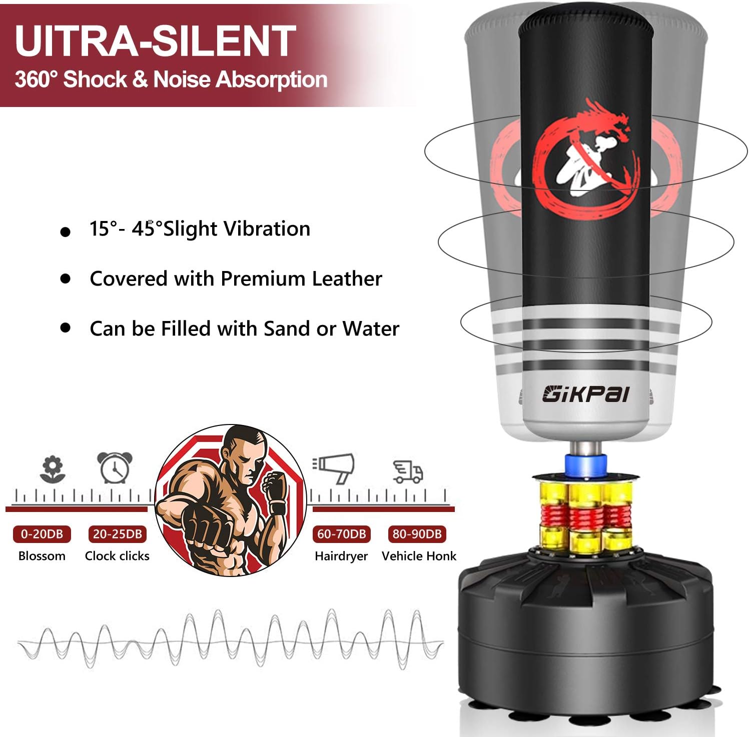 GIKPAL Freestanding Punching Bag 69'' - 182lbs Heavy Boxing Bag Free Stand Kickboxing Bag with 2 Hand Warps for Adults Youth Men… : Sports & Outdoors