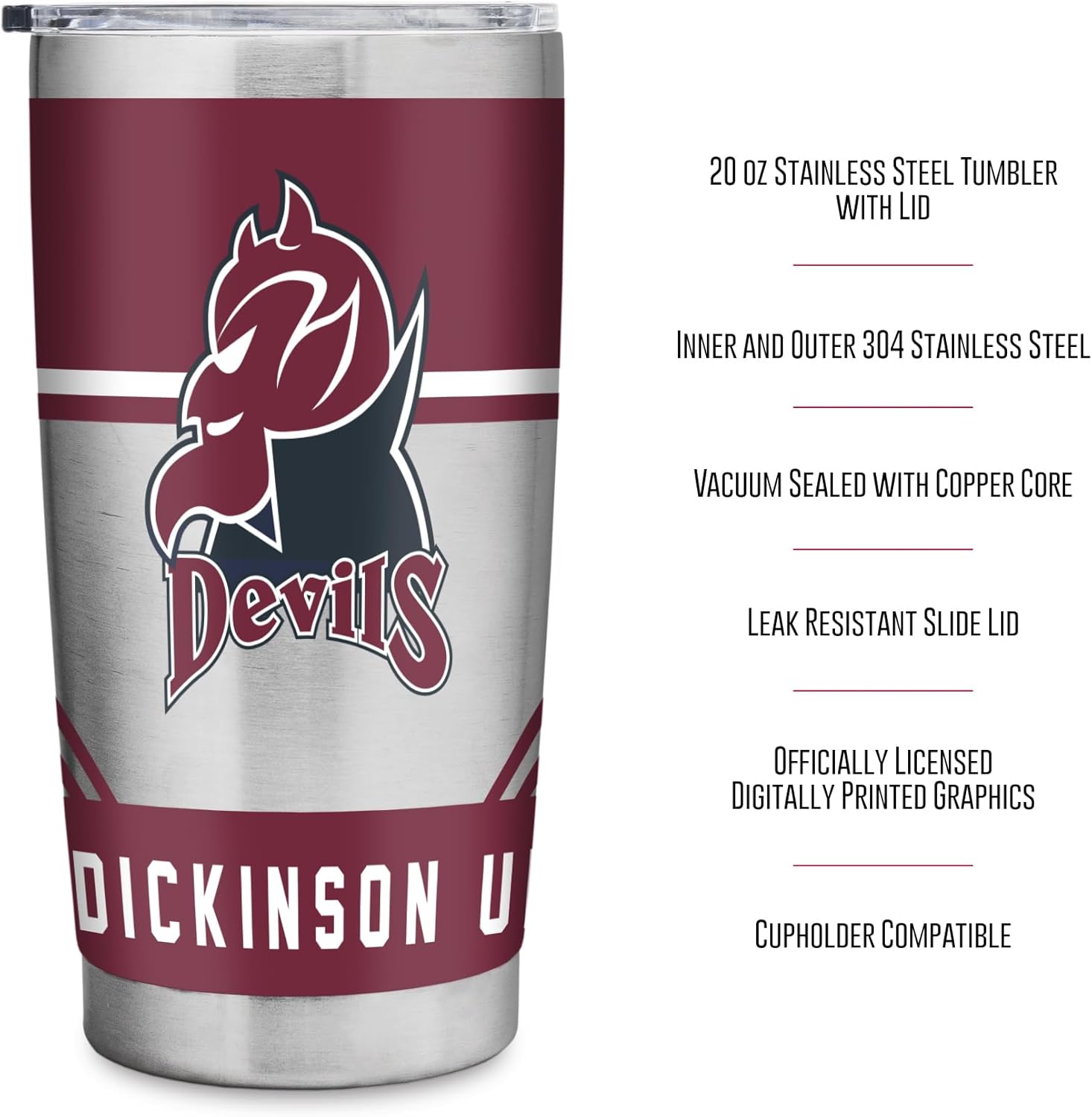 Rico Industries NCAA Tuskegee Golden Tigers Standard 20oz Stainless Steel Tumbler with Lid - Great For Coffee, Tea, Water or Cocktails