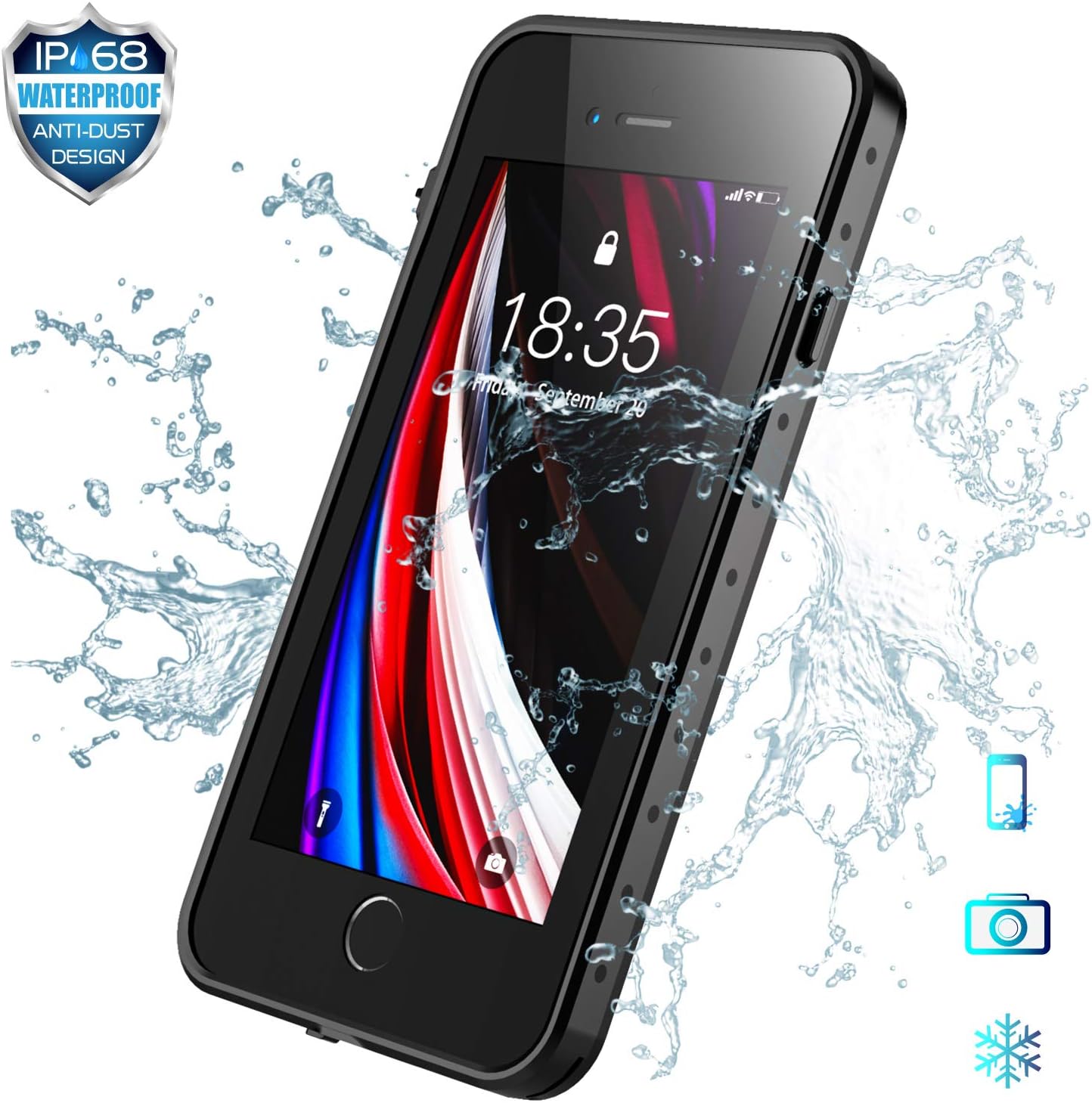 SPIDERCASE iPhone SE 2020 Case/iPhone 8/7 Waterproof Case, Built-in Screen Protector Full Body Rugged Protective Case, Waterproof Shockproof Dirtproof Snowproof, Case for iPhone SE 2020/8/7, 4.7
