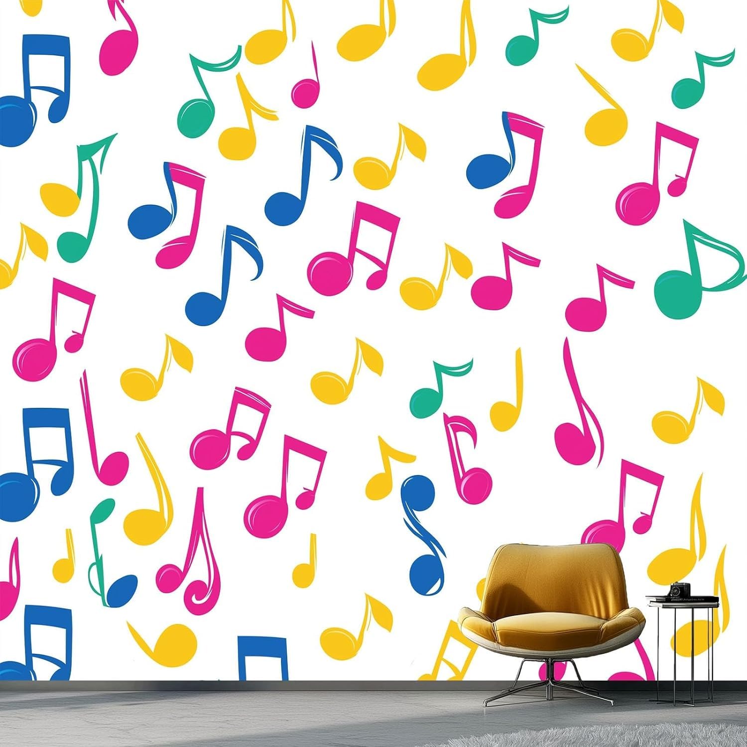 Papier peint panoramique notes de musique 250x175 cm pour masquer et habiller un mur blanc