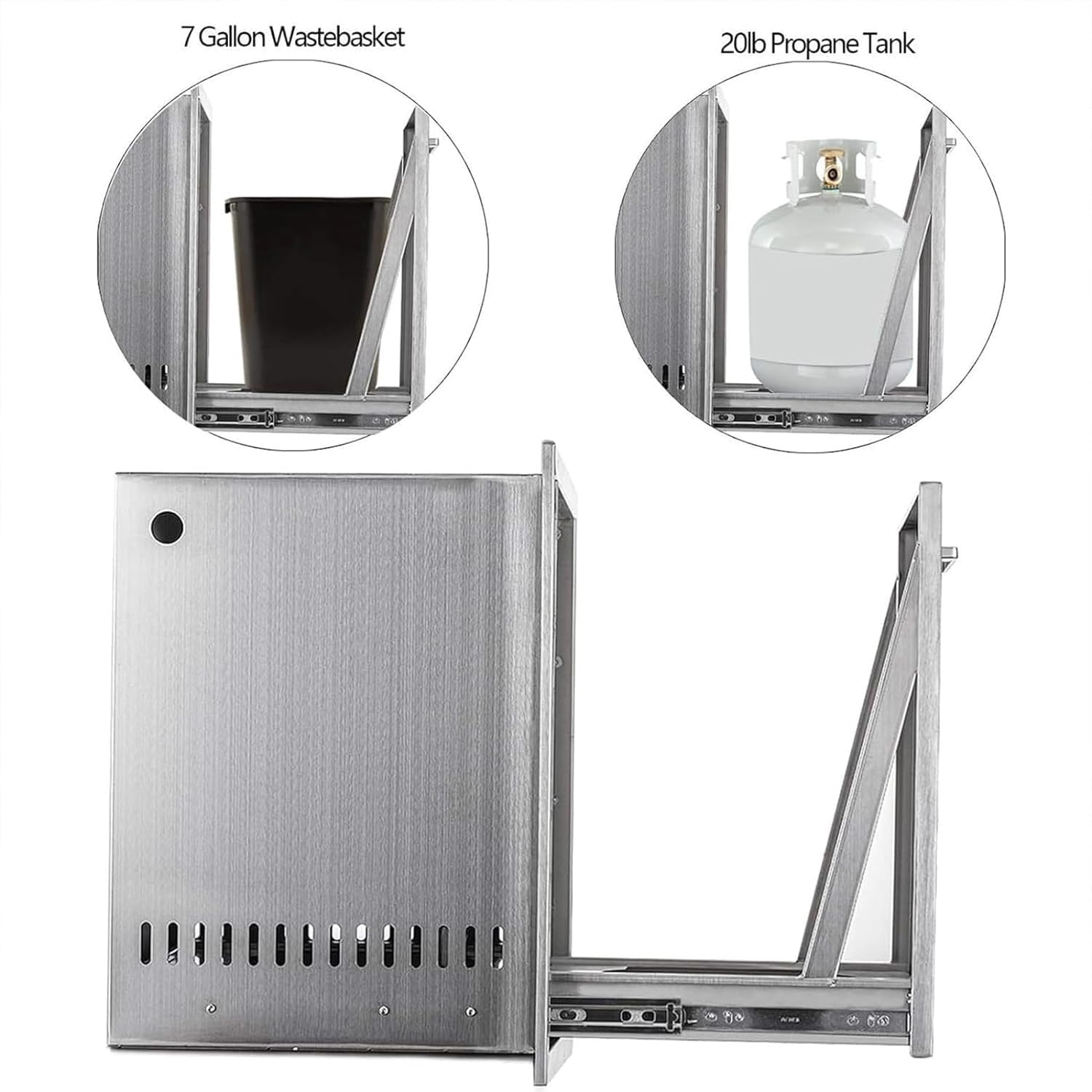 17" W x 23" H x 16" D Pull-Out Propane Tank Drawer StoragePropane Drawer Stainless Steel, Propane Tank Drawers with Handle for Outdoor Kitchen BBQ Island