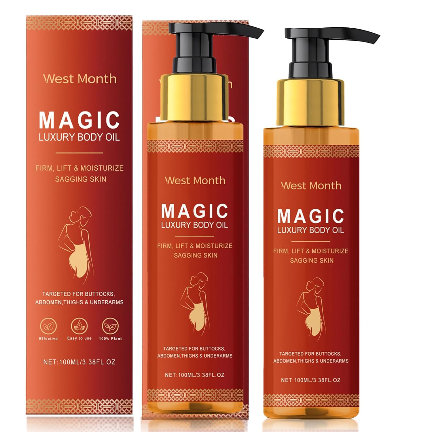 Magic Body Firming Oil,Tightening & Hydrating Skin Treatment for Arms, Legs, Stomach & Body | Improves Elasticity, Reduces Fine Lines | Fast Absorbing100ML-2PCS