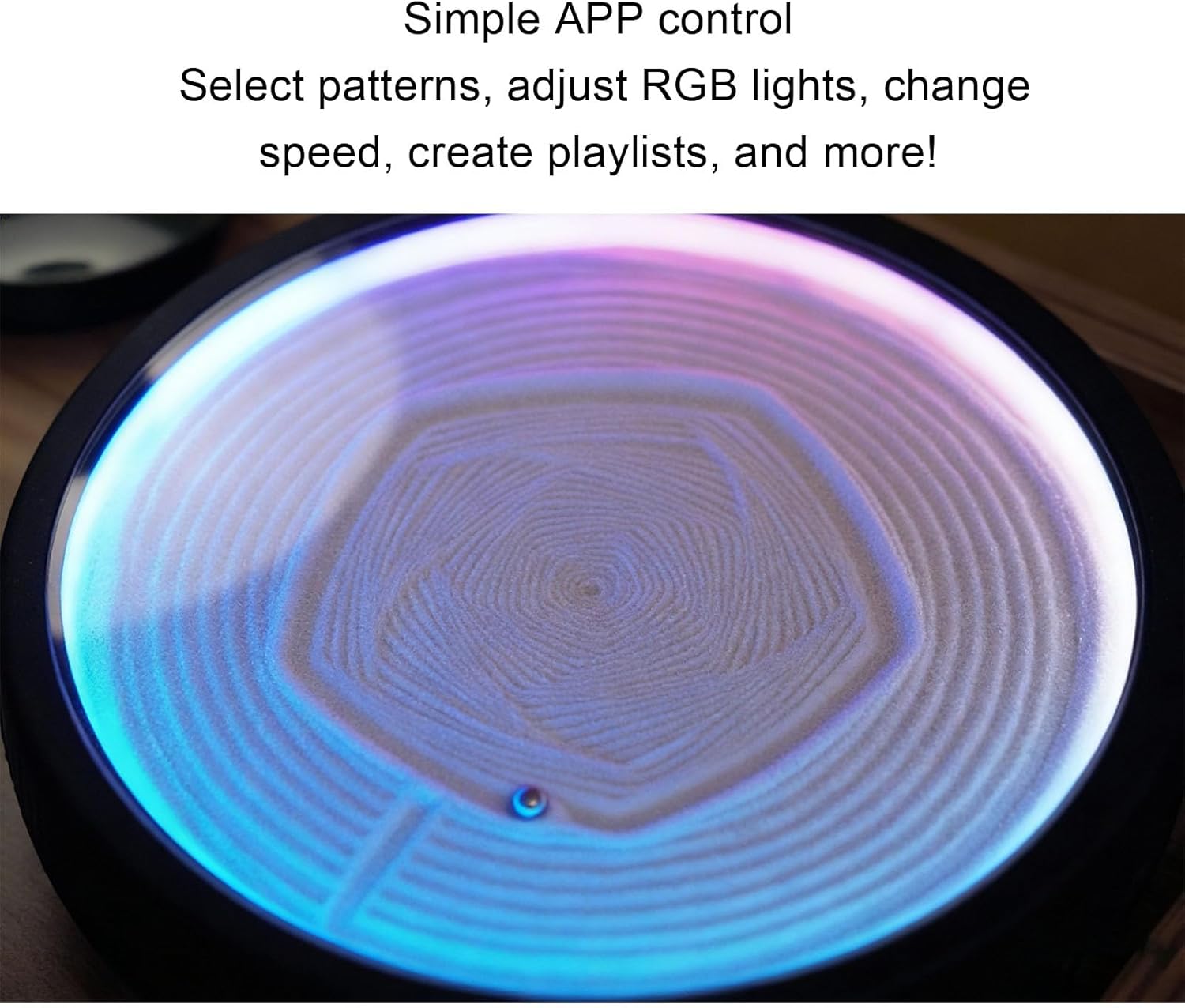 Pomya Table Sand Art, 8.66 Inch Dynamic Sandscape Mini Art Table, Smart WiFi Robot Zen Table Décor with RGB Ambient Light, DIY & App Control for iOS & for Android