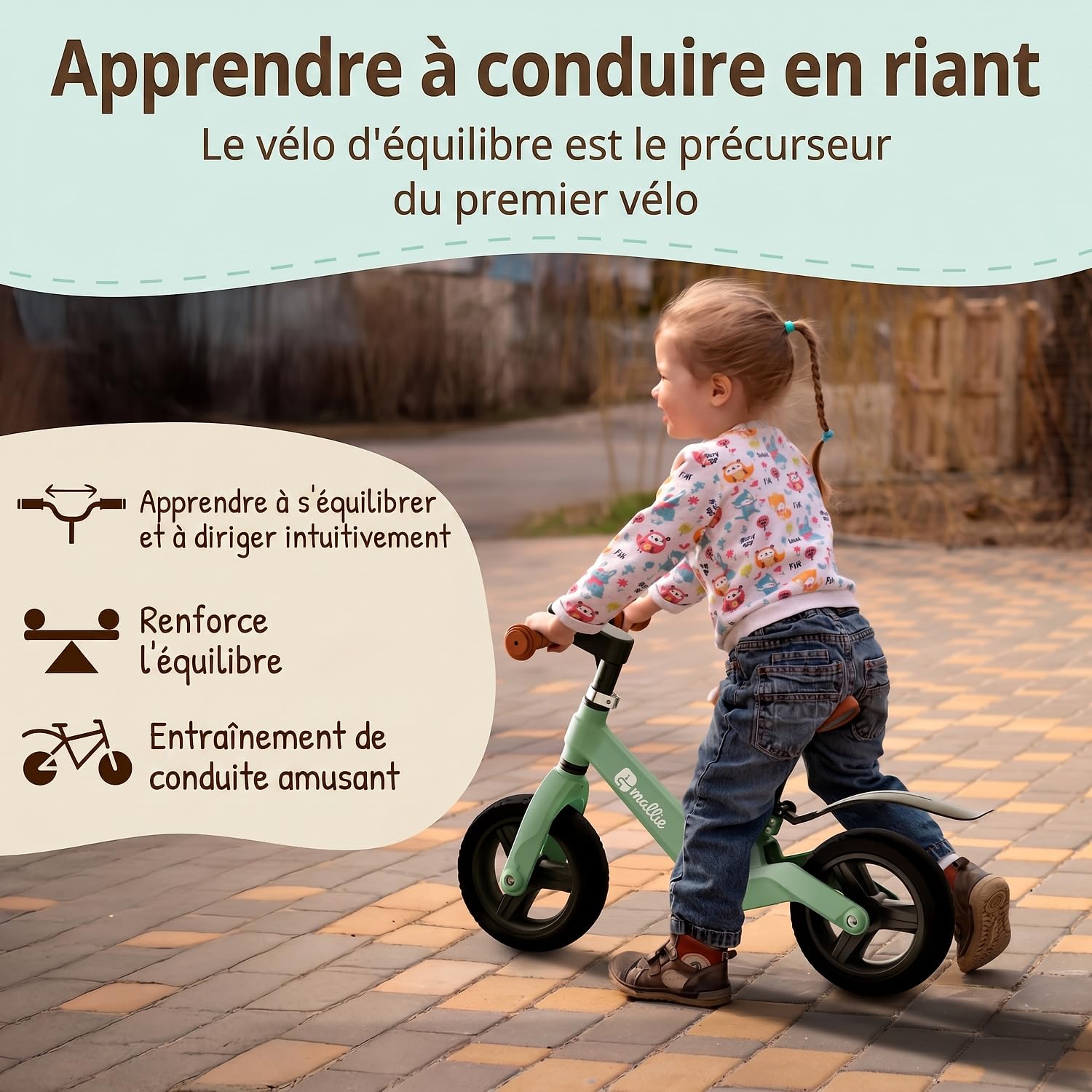 Mallie® Draisienne 2 Ans avec Sonnette - Velo 3 Ans, Velo 2 Ans, Draisienne 3 Ans - Vélo Enfant 2 Ans, Draisiennes Bebe, Draisiennes 4 Ans - Balance Bike