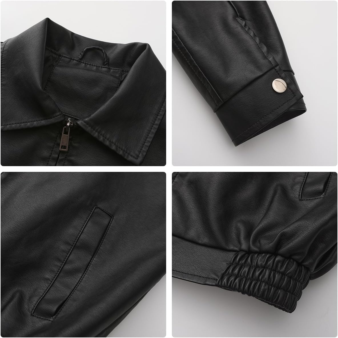 hathne Women's Oversized Leather Jackets Faux Zip Up Fall Fashion Motorcycle Jackets Coats Winter Clothes - Image 7