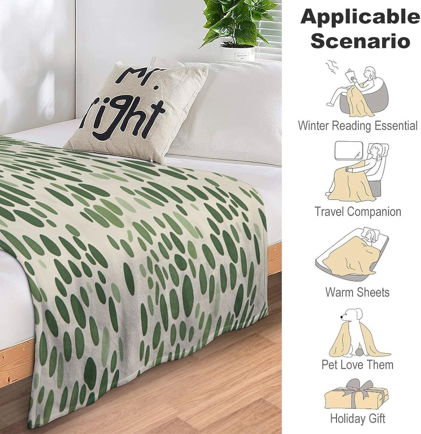 ArogGeld Peridot Green Dot Leopard Cheetah Soft Luxury Flannel Blanket Beige Green Animal Print Leopard Warm Throw Blanket for Camping and Travel for Winter 70x80in to Friend