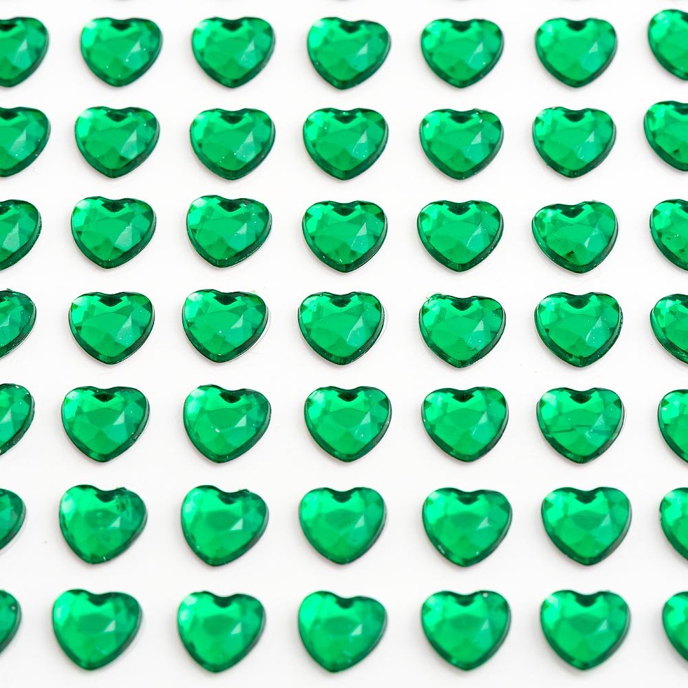 Italian Options - 6mm Emerald Heart Self Adhesive Stick on Gems (100 pcs)