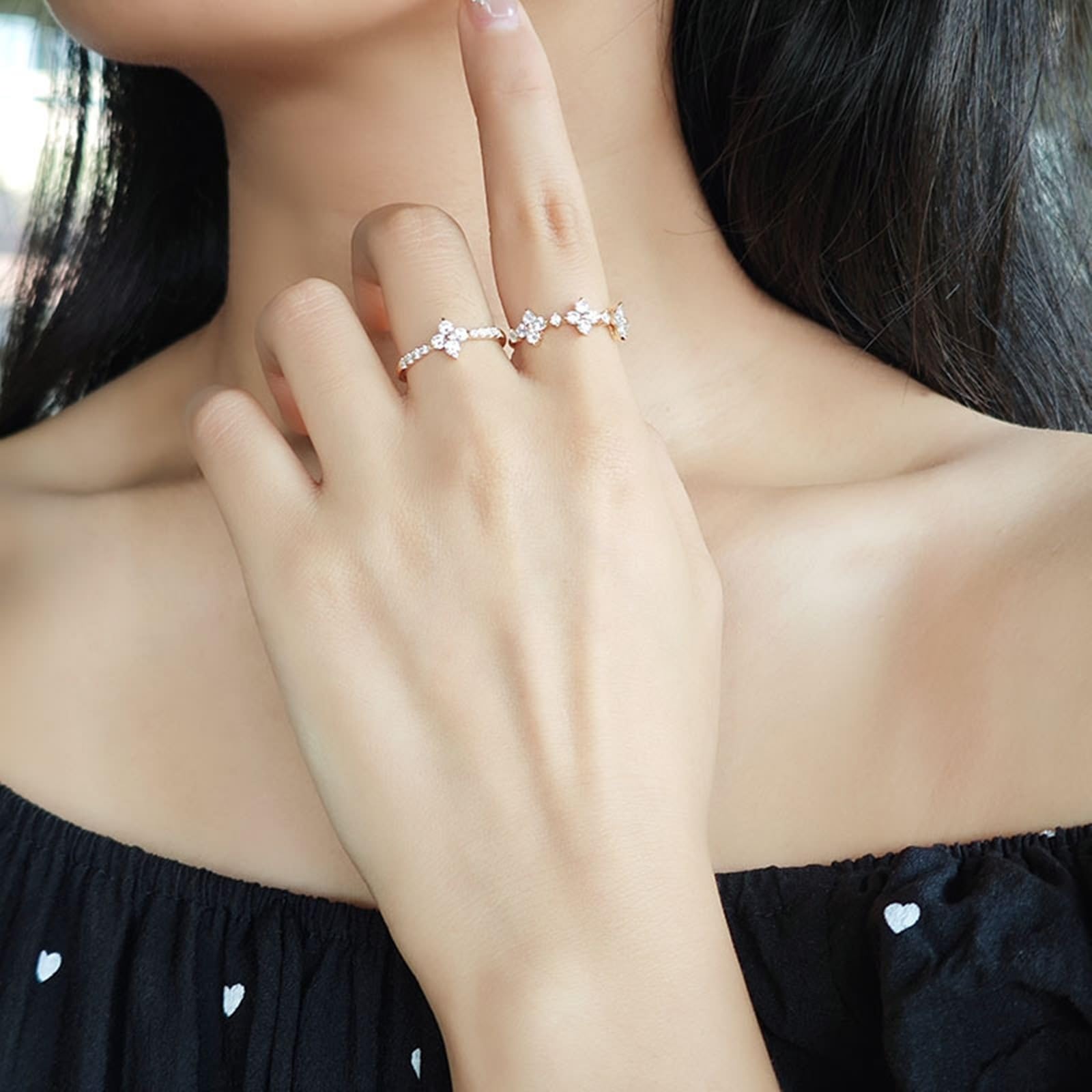 Alianzas de oro amarillo de 9 K/14 K/18 K con moissanita, forma de cruz