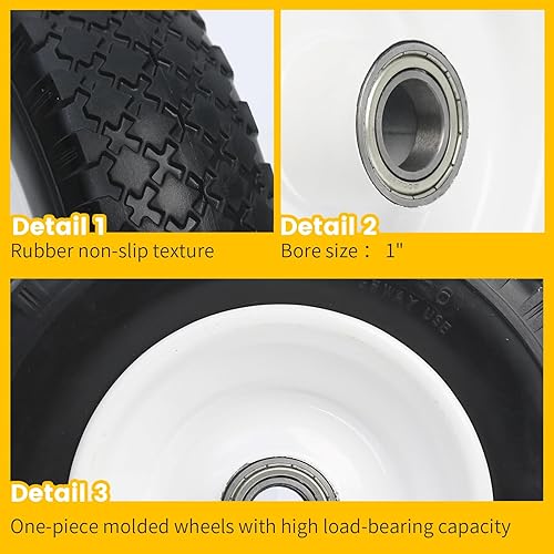 Miniatura 5 de MaxxHaul 50502 - Neumático de repuesto de poliuretano sólido de 12 pulgadas con diámetro de 1 pulgada con cubo central, solo se adapta a eje/eje de