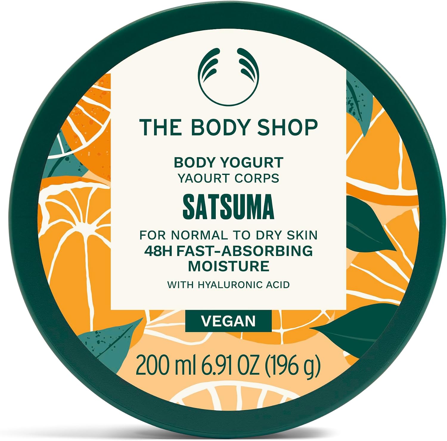 The Body Shop Satsuma Body Yogurt 200ml, 48-Hour Lightweight Body Moisturizer for Normal to Dry Skin, Fast-Absorbing Gel-Cream with a Zesty Satsuma Scent